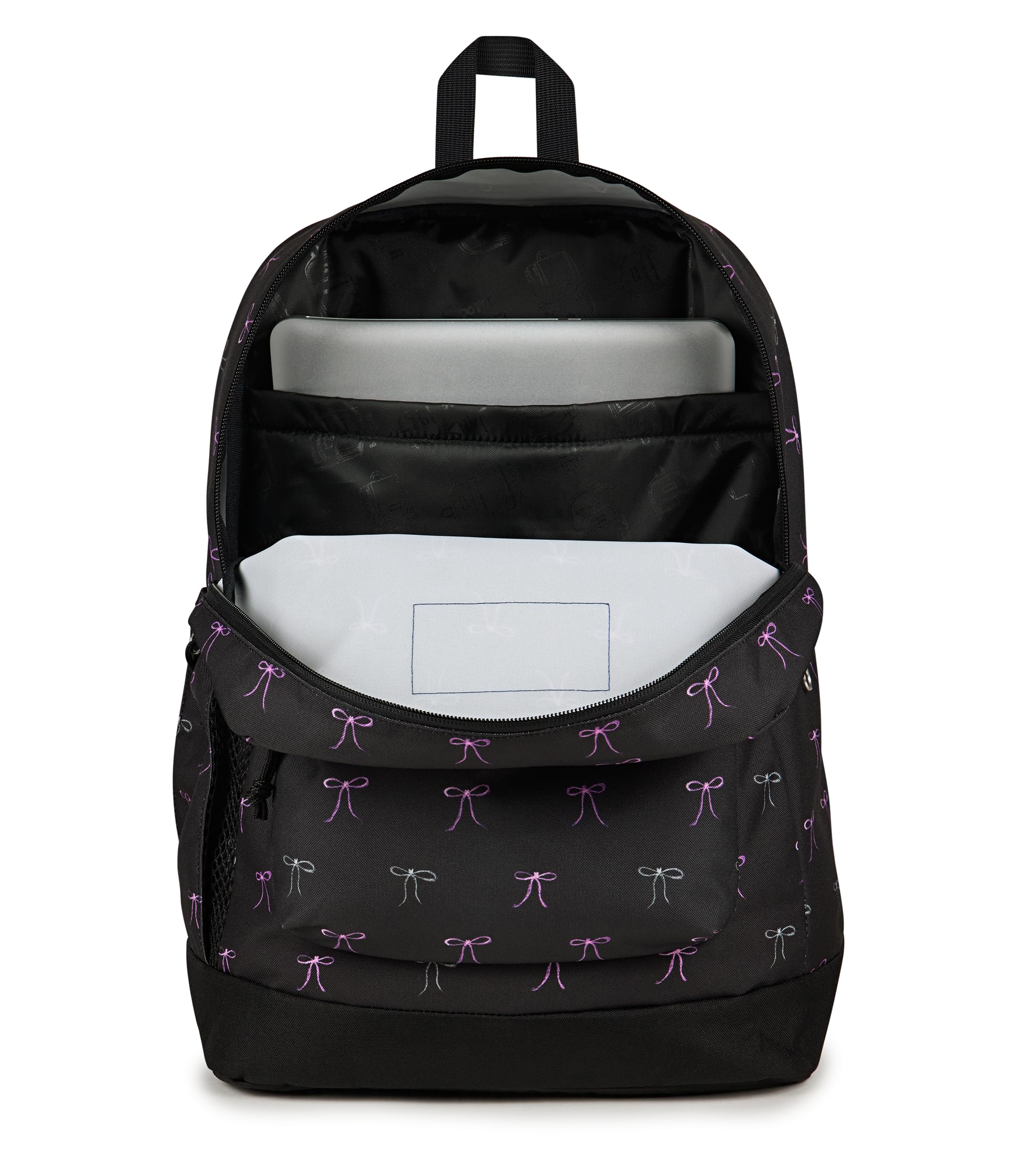 JanSport Cross Town Plus Backpack - Large Main Compartment, Side Water Bottle Pocket, 15-Inch Padded Laptop Sleeve - Bad Bows