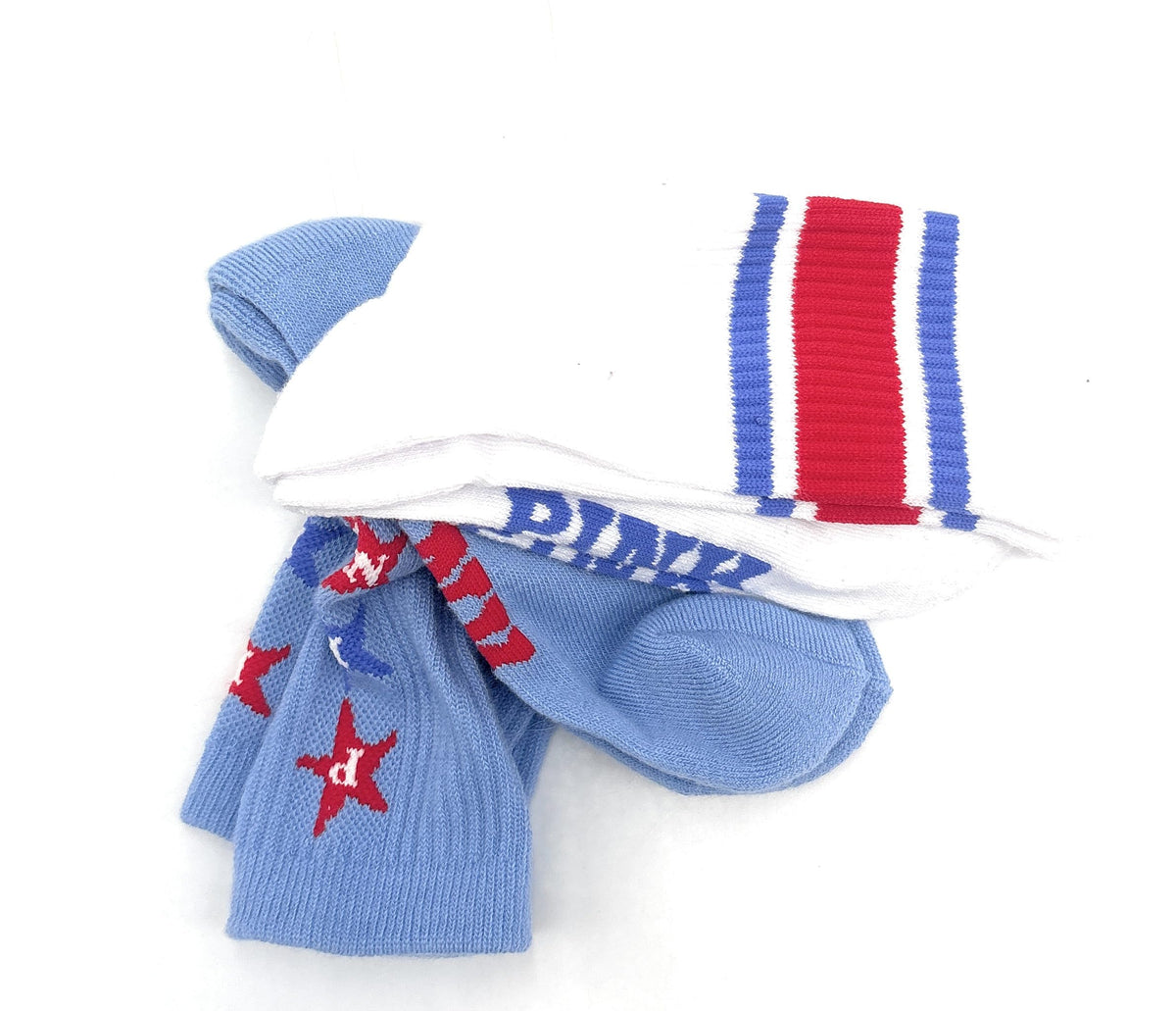 Victoria's Secret PINK 2-Pack Crew Socks (Blue/White/Red)
