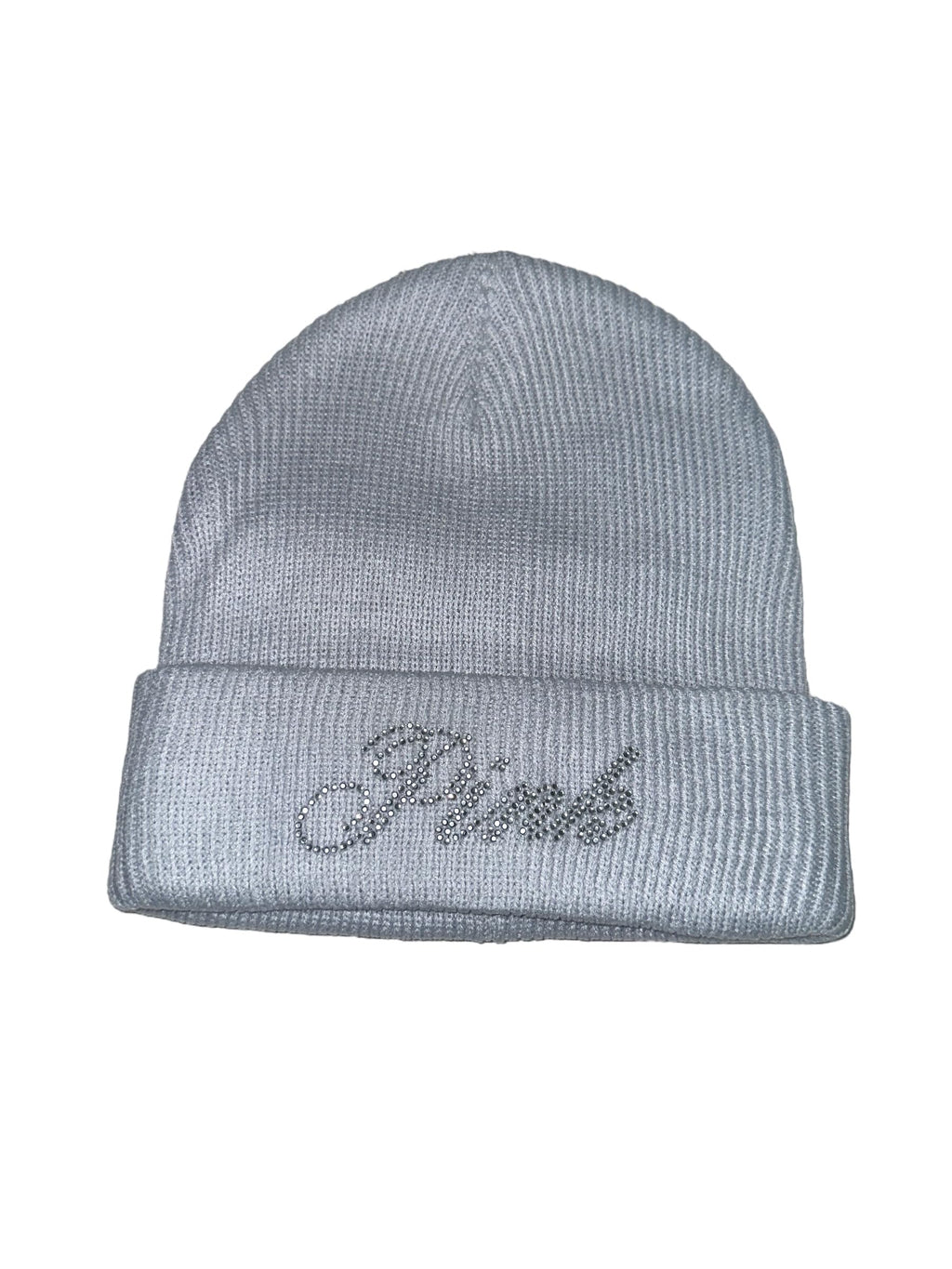 Victoria's Secret Pink Rib Knit Rhinestone Beanie Blue Shine New
