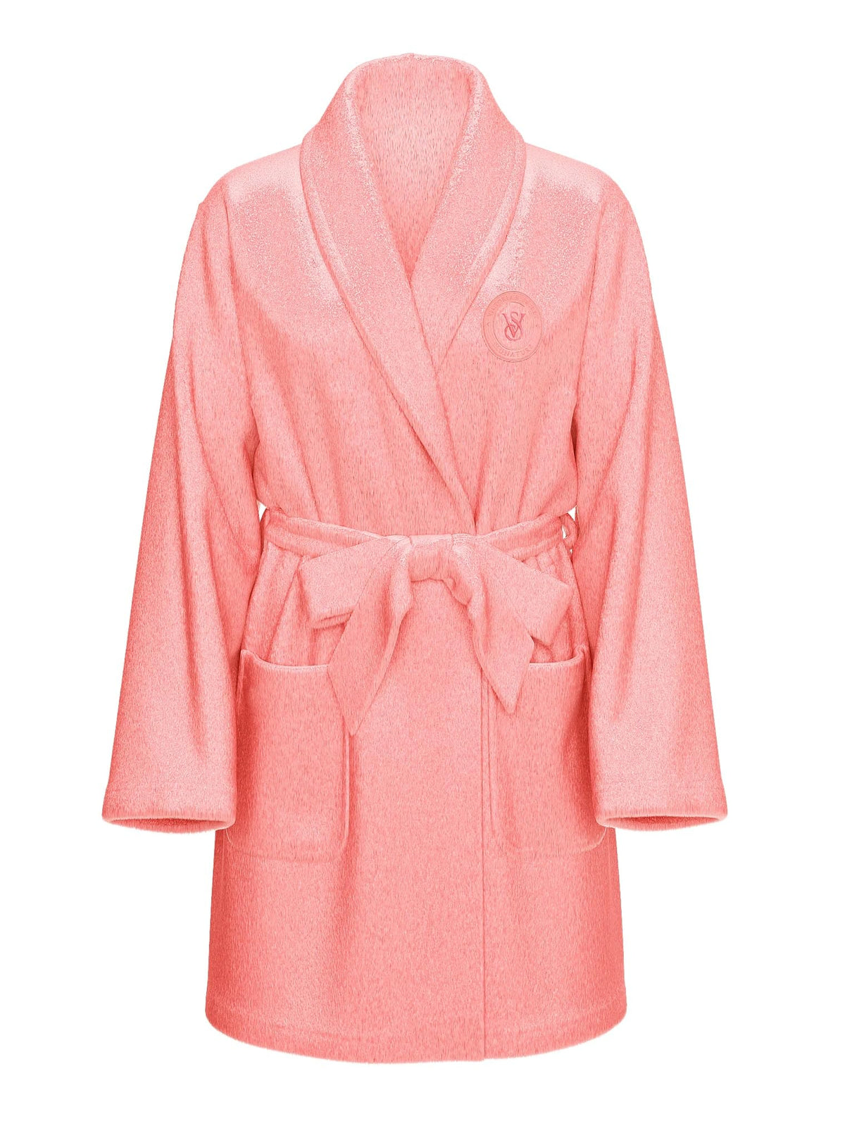 Victoria's Secret Short Cozy Robe Color Pink Logo Size Med/Large New
