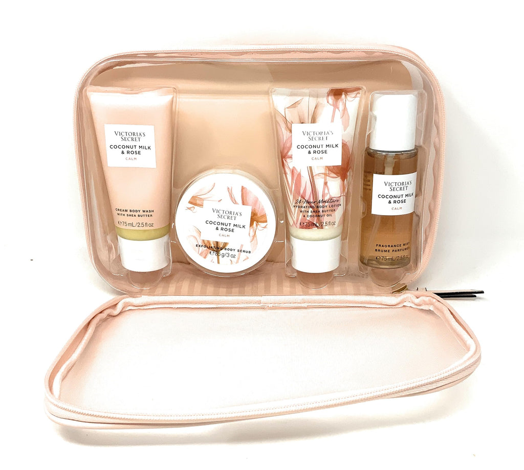 Victoria's Secret Coconut Milk & Rose Travel Set: Body Wash, Scrub, Lotion, Mist