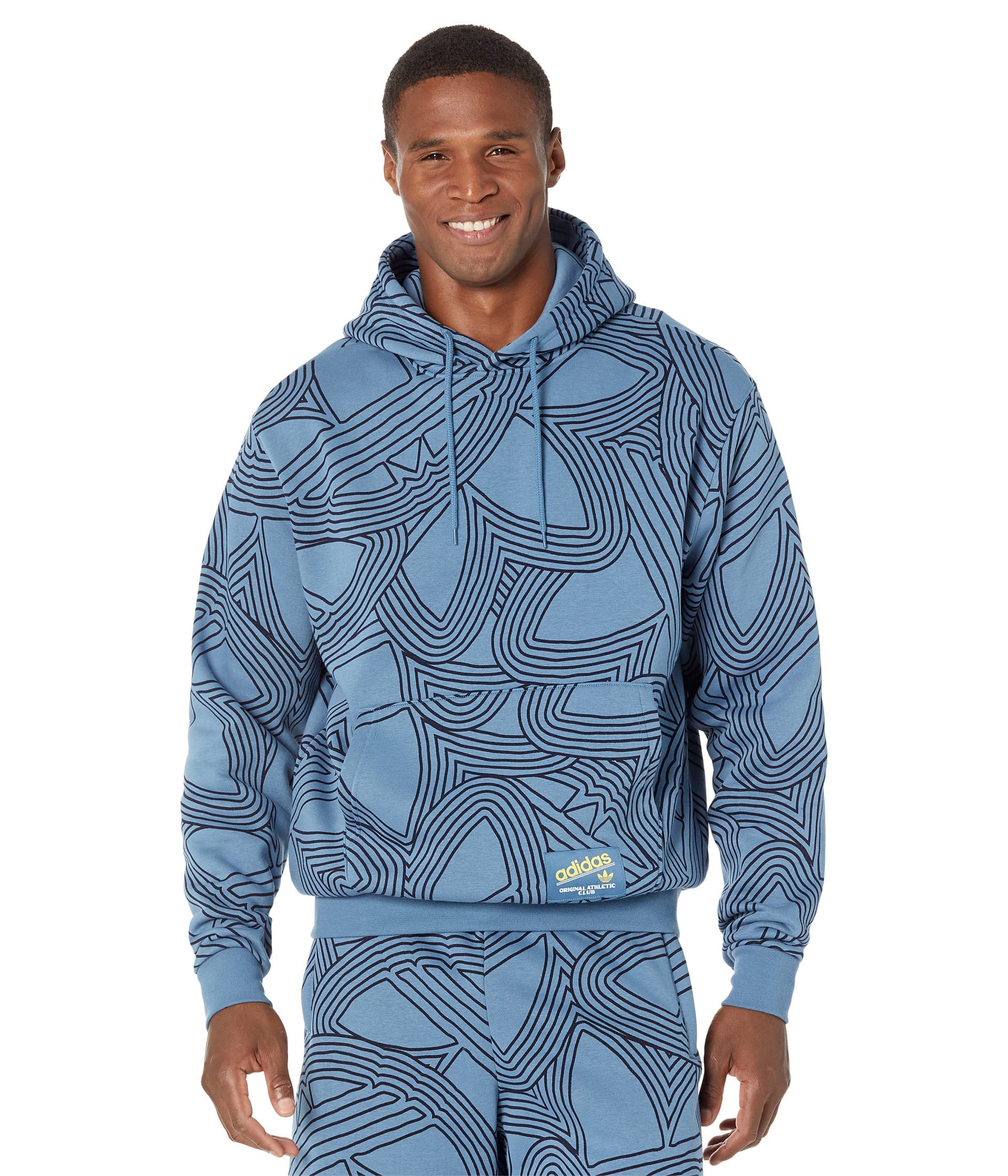 adidas Originals Originals Athletic Club AOP Hoodie Altered Blue/Impact Yellow SM