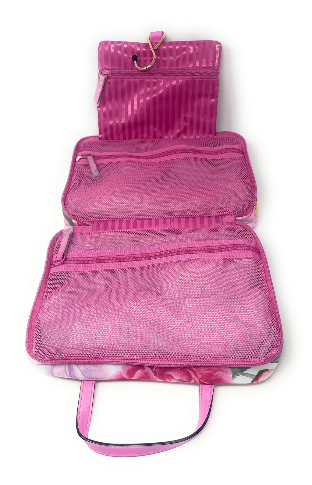 Victoria's Secret Travel Hanging Organizer Toiletry Bag (White Floral)