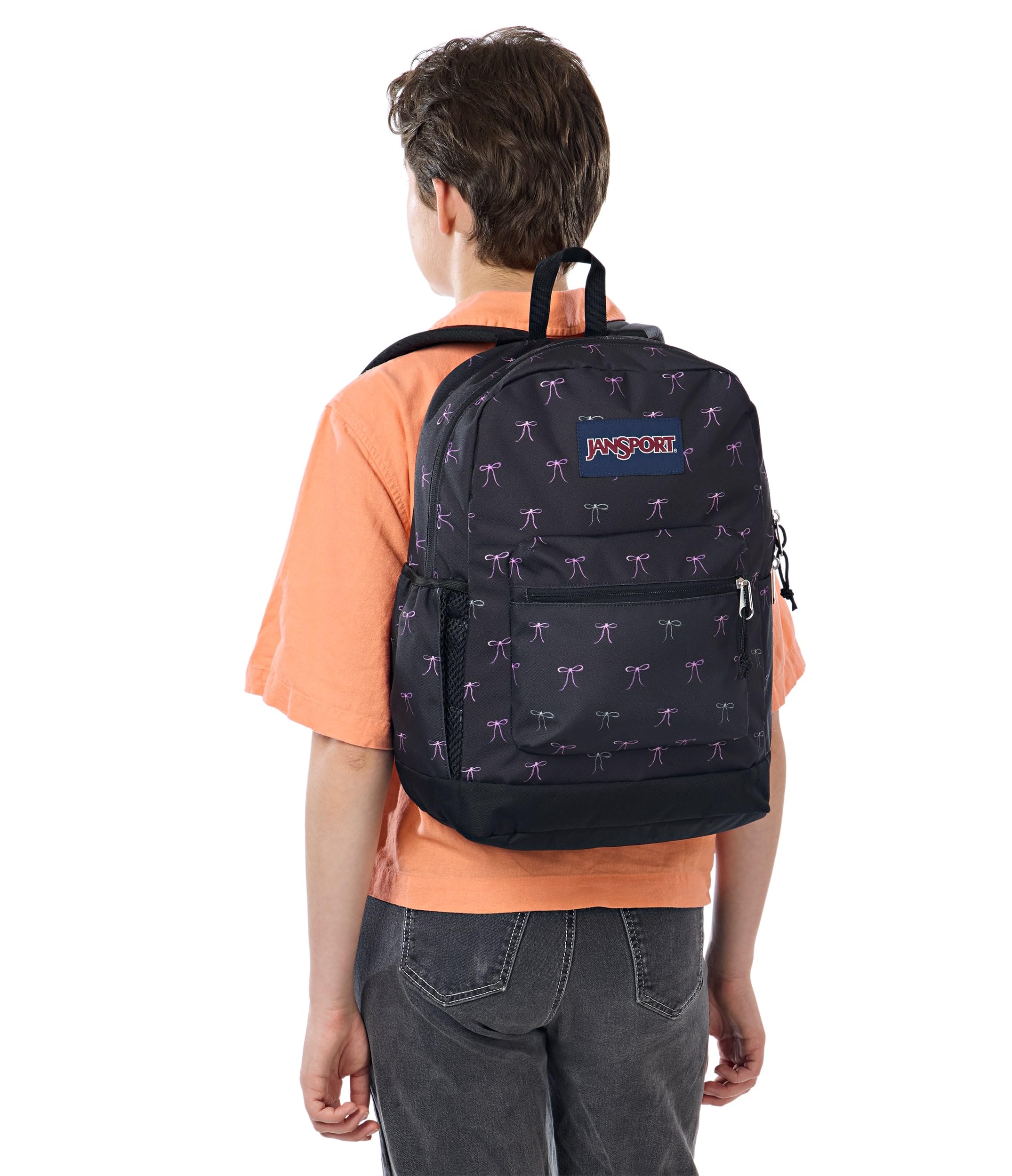 JanSport Cross Town Plus Backpack - Large Main Compartment, Side Water Bottle Pocket, 15-Inch Padded Laptop Sleeve - Bad Bows