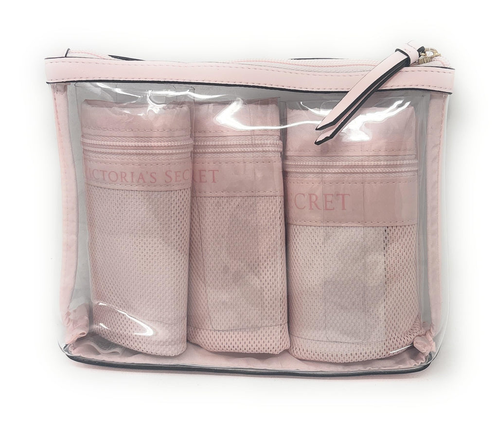 Victoria's Secret Laundry Wash Bag Set, Pink, 3 Mesh Bags with Clear Zip Carry Case, 4-Piece