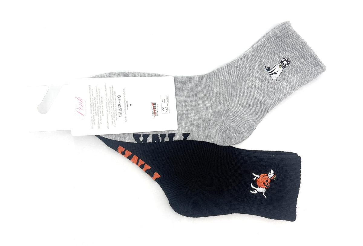 Victoria's Secret PINK 2-Pack Quarter Socks (Black/Gray)