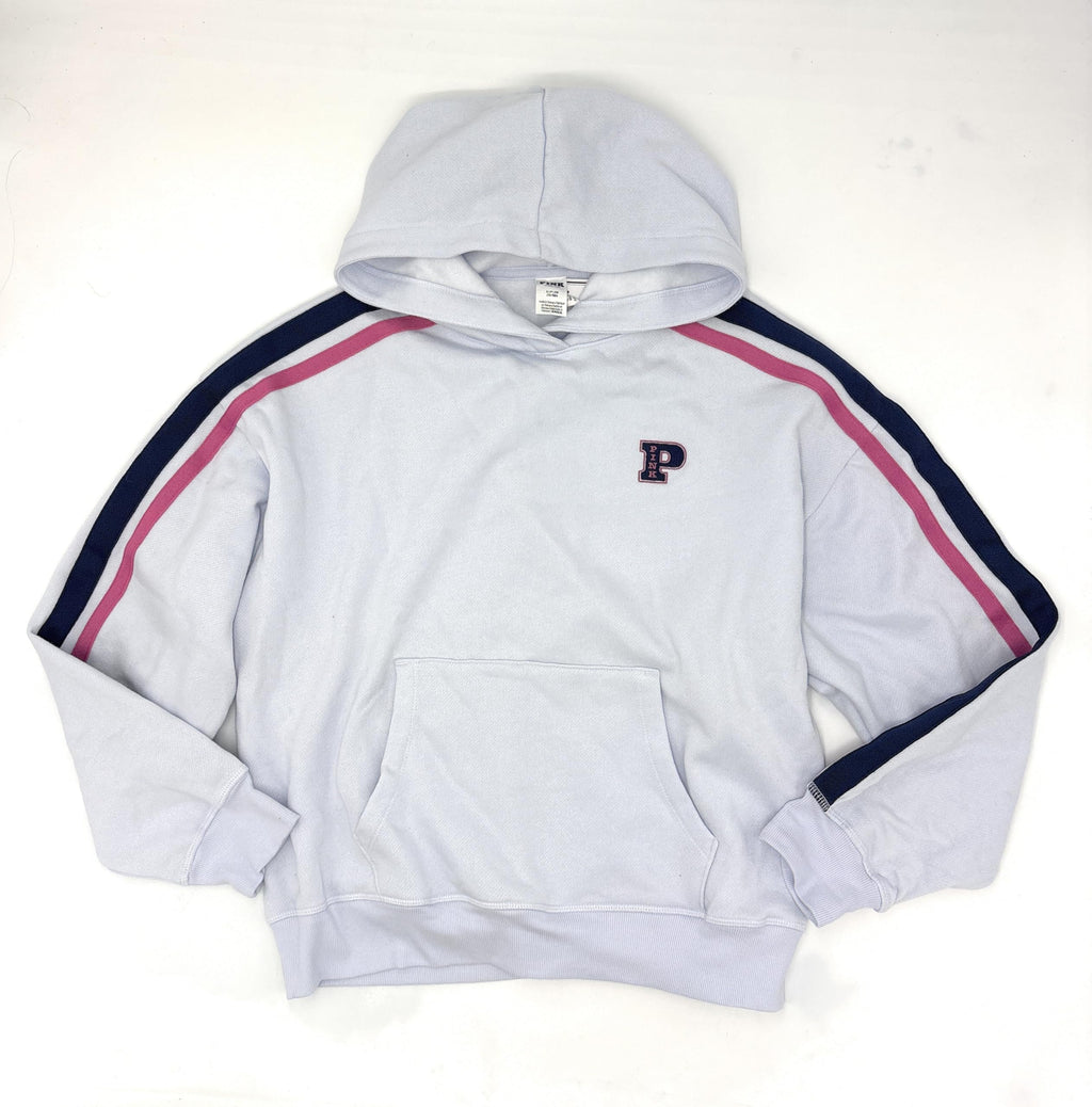 Victoria's Secret Pink Campus Fleece Shrunken Hoodie (US, Alpha, Small, Regular, Regular, Lt.Blue/Emb.)