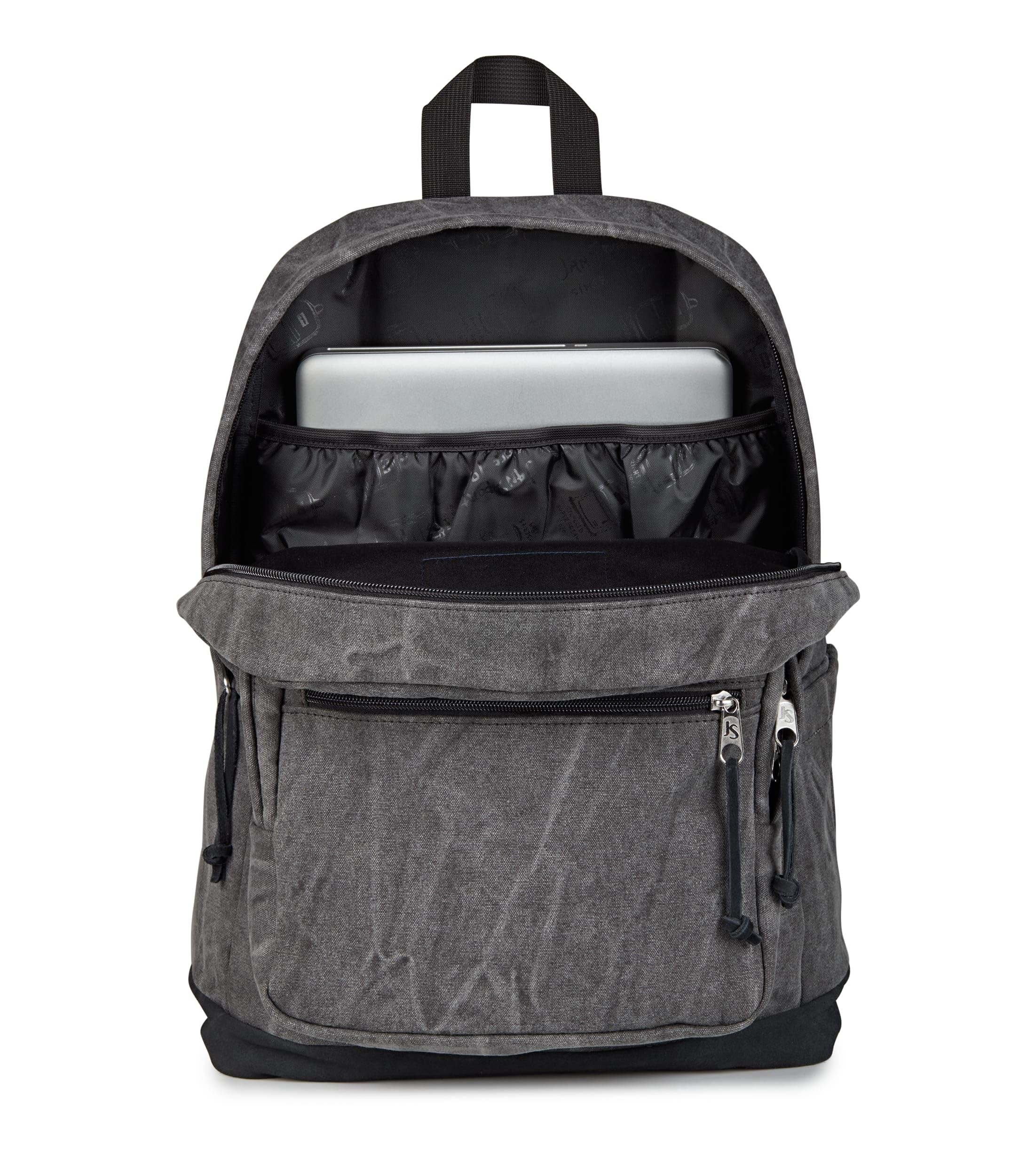 JanSport Right Pack Expressions Backpack – 15-inch Padded Laptop Compartment, Water Bottle Pocket, Utility Pocket with Flap, Aged Canvas Black/Oxford/Black