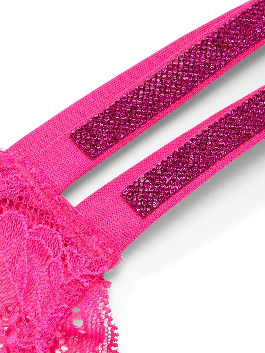 Victoria's Secret Brazilian Panty Women's Pink Lace Double Rhinestone Strap Large