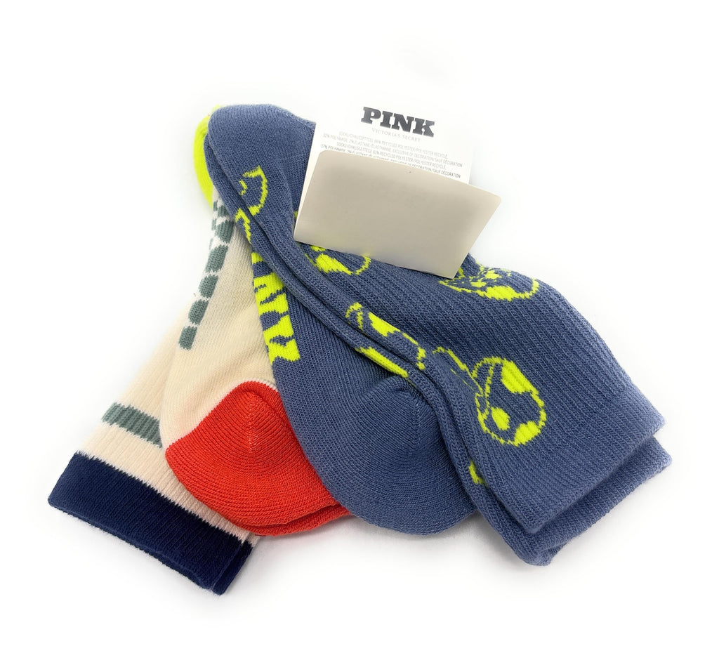 Victoria's Secret PINK 2-Pack Crew Socks (Blue Bird/Cream)