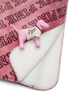 Victoria's Secret Pink Dorm Logo Sherpa Blanket 50" x 60" and Mini Dog Set Color Soft Begonia New