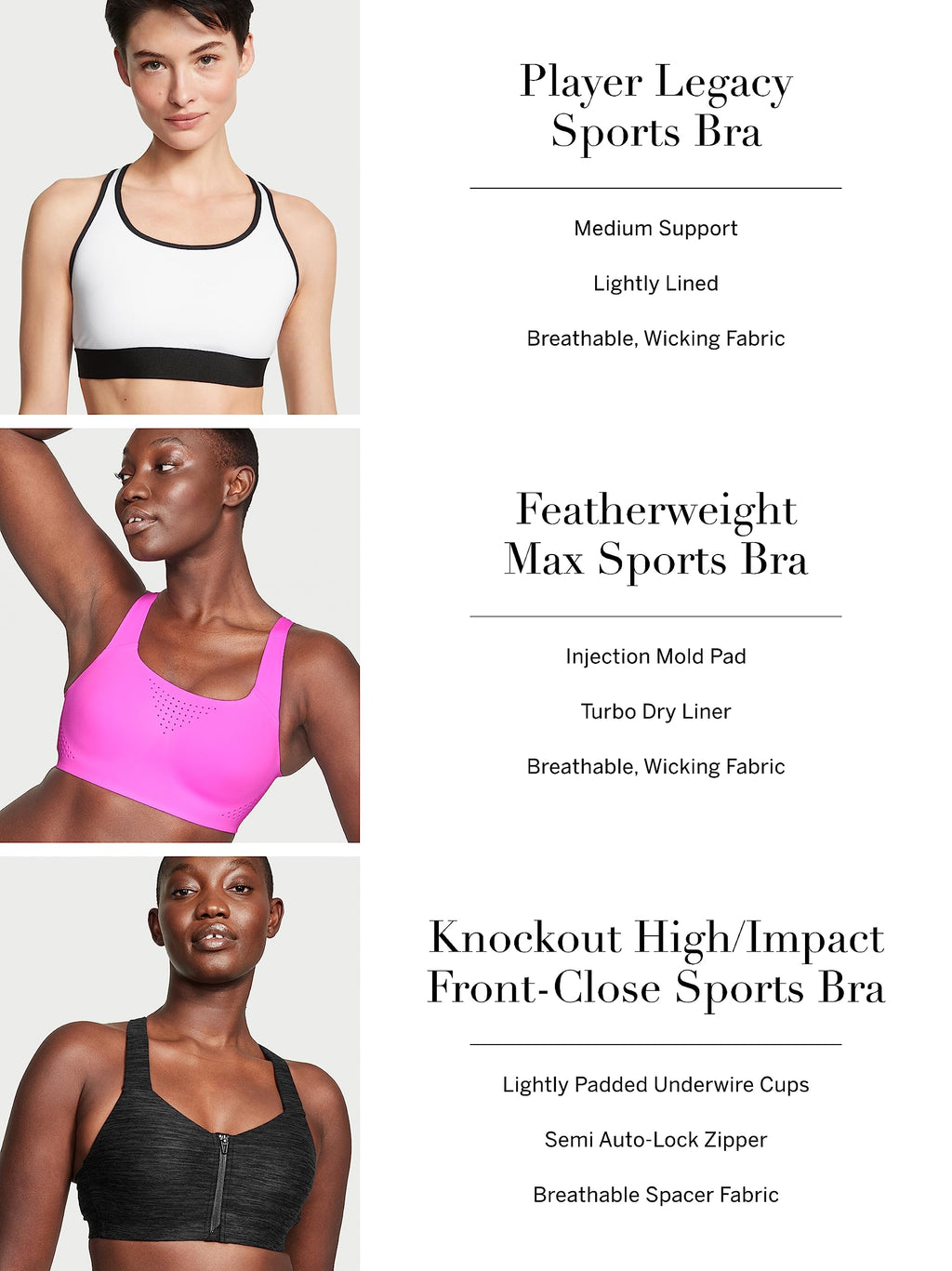 Victoria's Secret Featherweight Max Sports Bra, Maximum Support, Unlined, Molded Pads, Sports Bras for Women, Purple (36DDD)