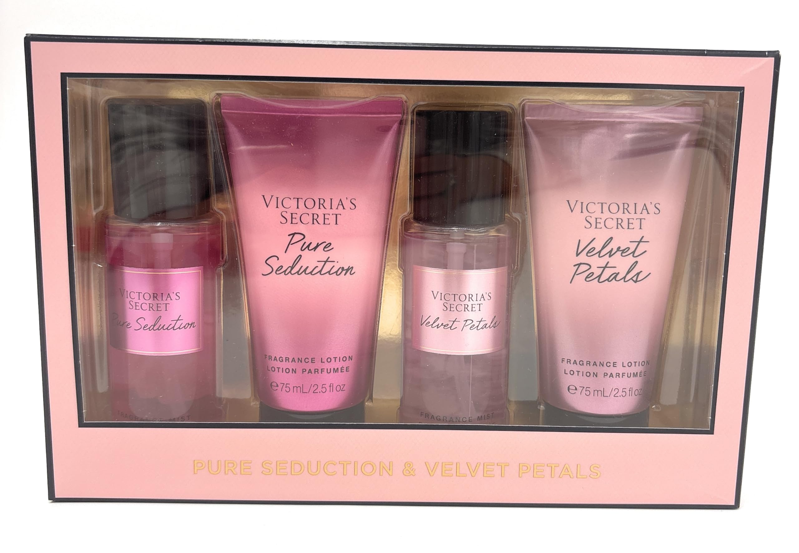 Victoria's Secret 4pc Gift set: Pure Seduction & Velvet Petals Mist, Lotion each 2.5 fl oz Limited Edition