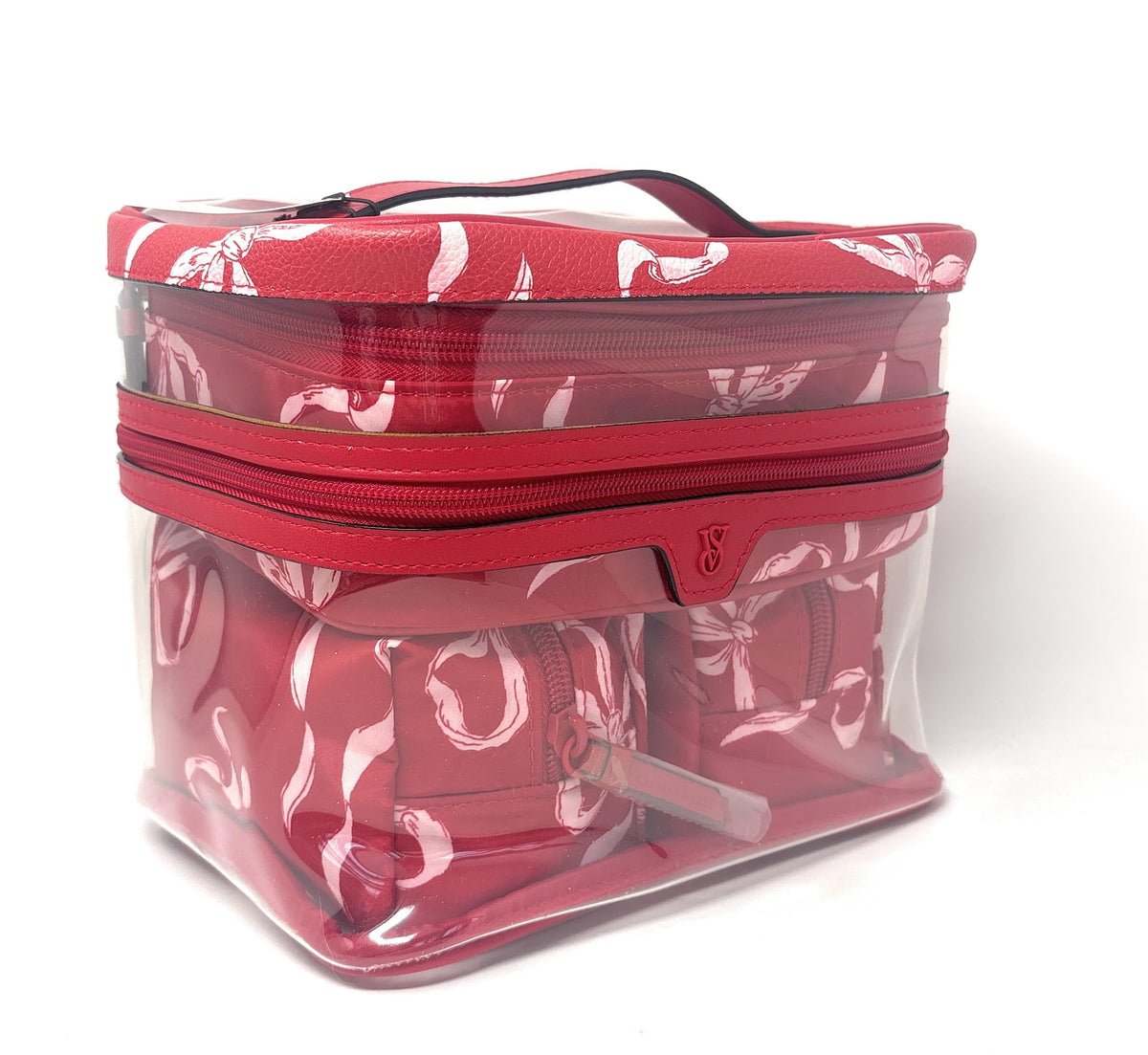 Victoria's Secret 4-Piece Makeup Bag Set (Red/Bows)