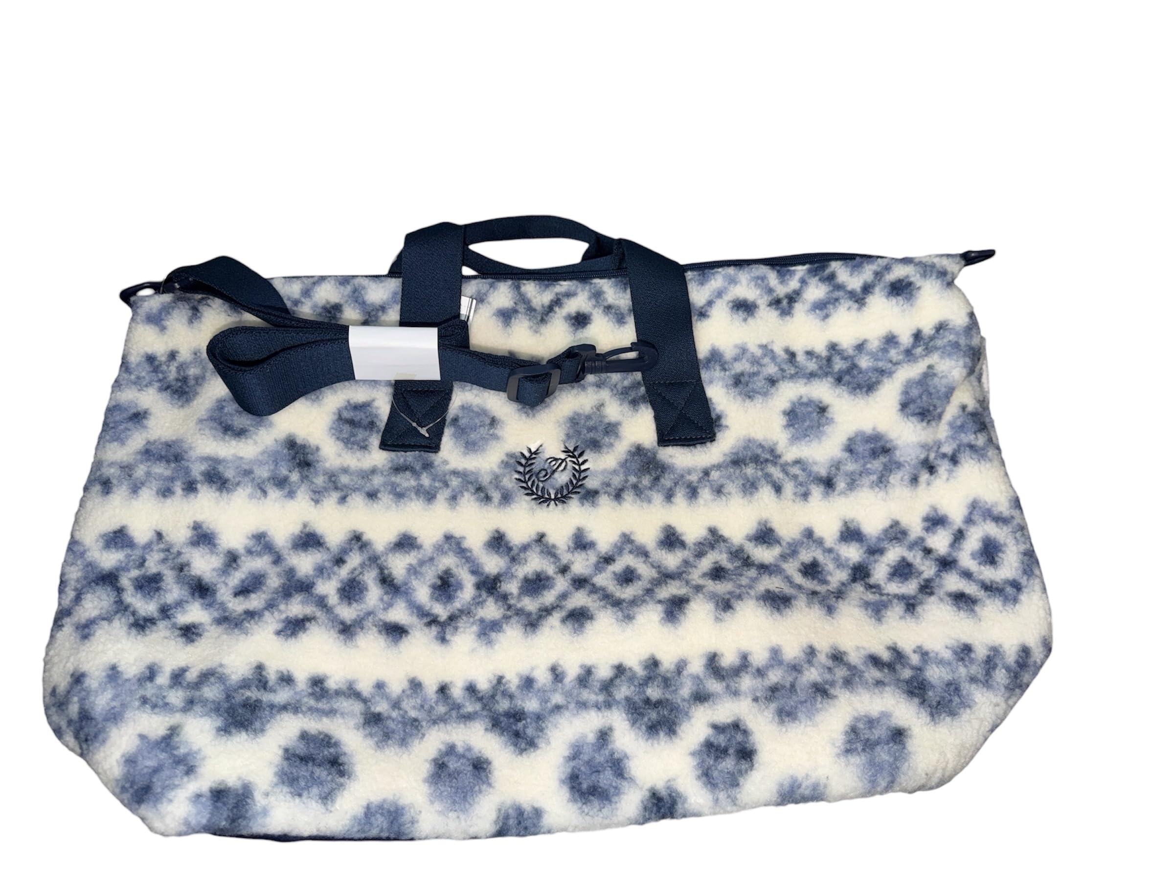 Victoria's Secret Cozy Soft Plush Zipper Weekender Bag Multicolor Fair Isle Pattern Travel Tote New