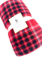 Victoria's Secret Cozy - Plush Sherpa Blanket Size 60" x 50" (Pink/Red)