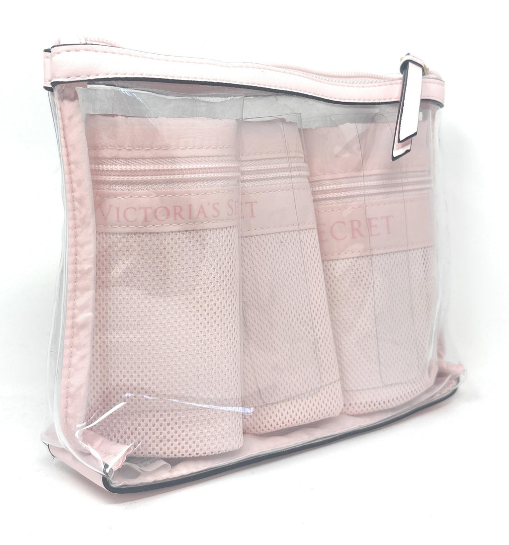 Victoria's Secret Laundry Wash Bag Set, Pink, 3 Mesh Bags with Clear Zip Carry Case, 4-Piece