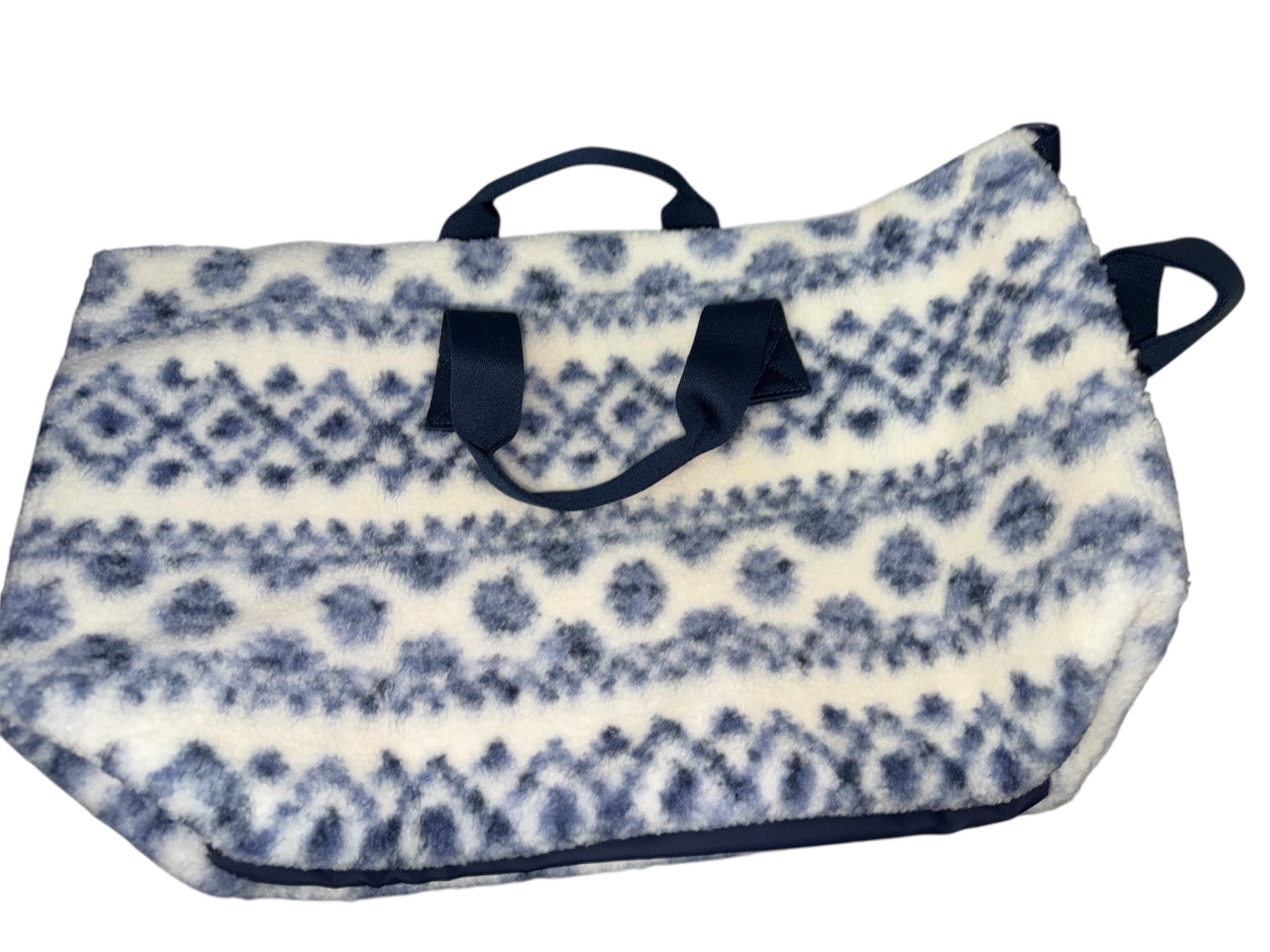 Victoria's Secret Cozy Soft Plush Zipper Weekender Bag Multicolor Fair Isle Pattern Travel Tote New