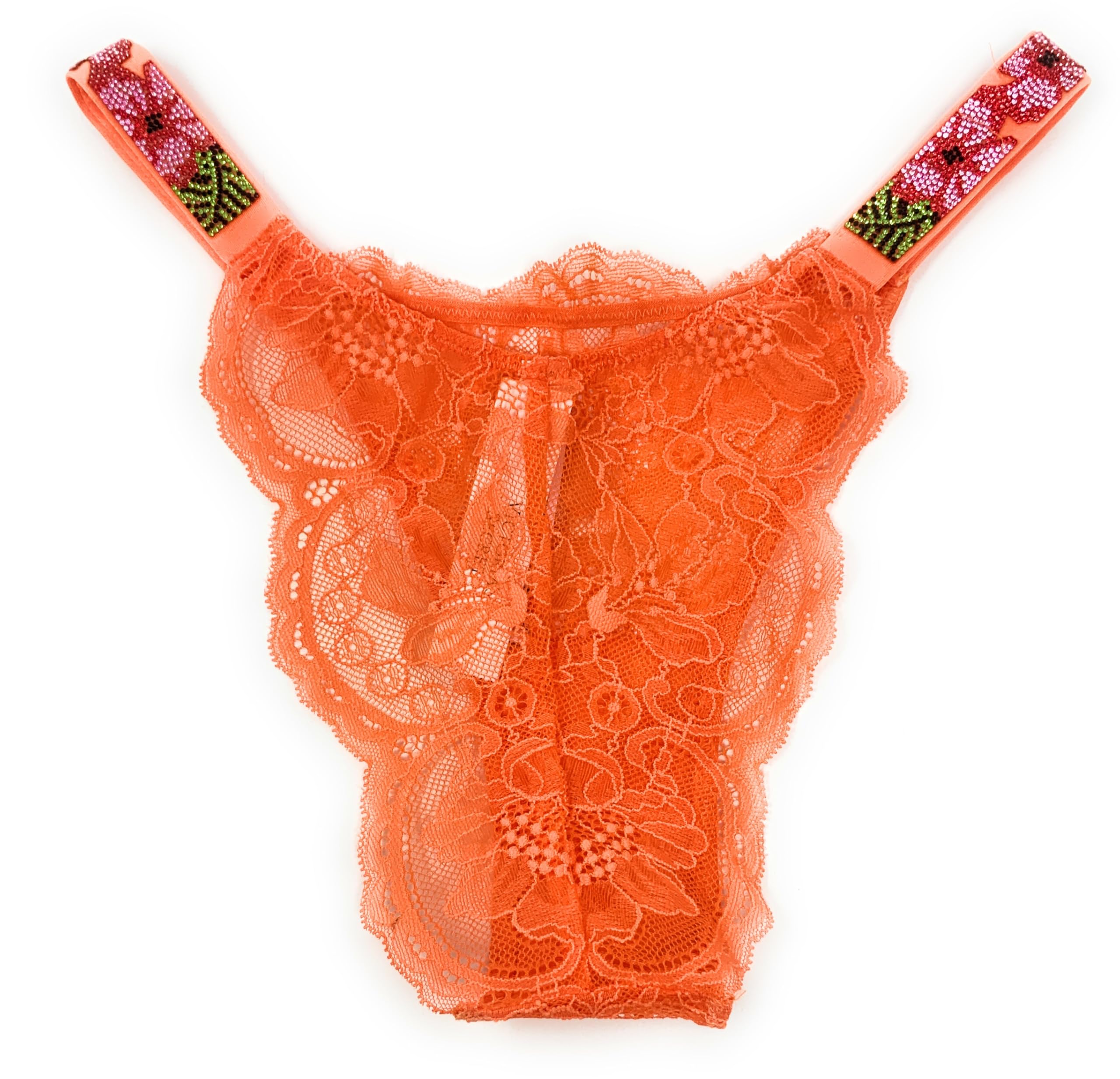 Victoria's Secret Glam Very Sexy Shine Brazilian Panty (US, Alpha, Medium, Regular, Regular, Orange Lace)