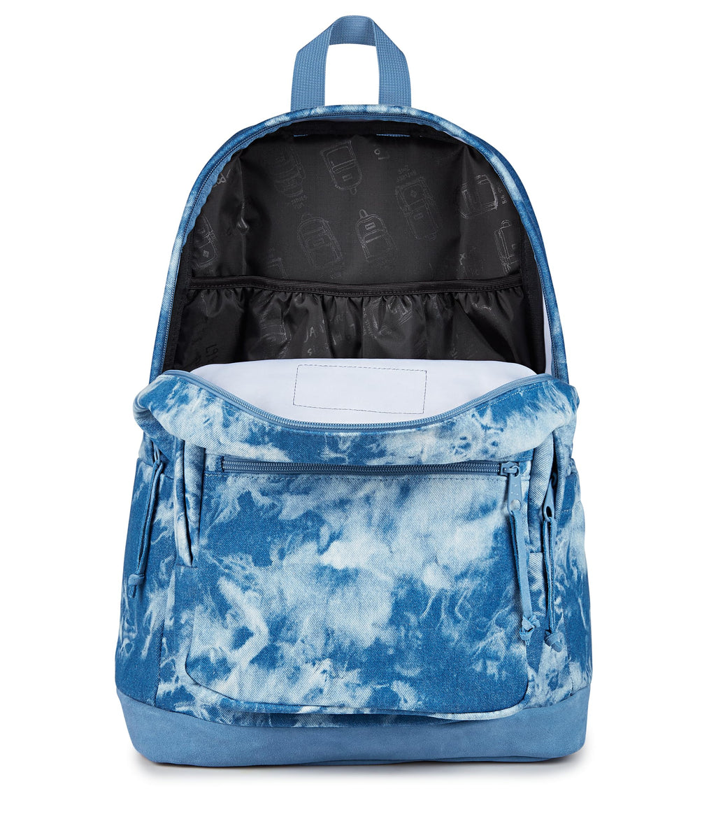 JanSport Right Pack Expressions Backpack – Main Compartment, 15-inch Padded Laptop Compartment, Side Water Bottle Pocket, Utility Pocket with Zippered Rain Flap, Denim Wash Blue
