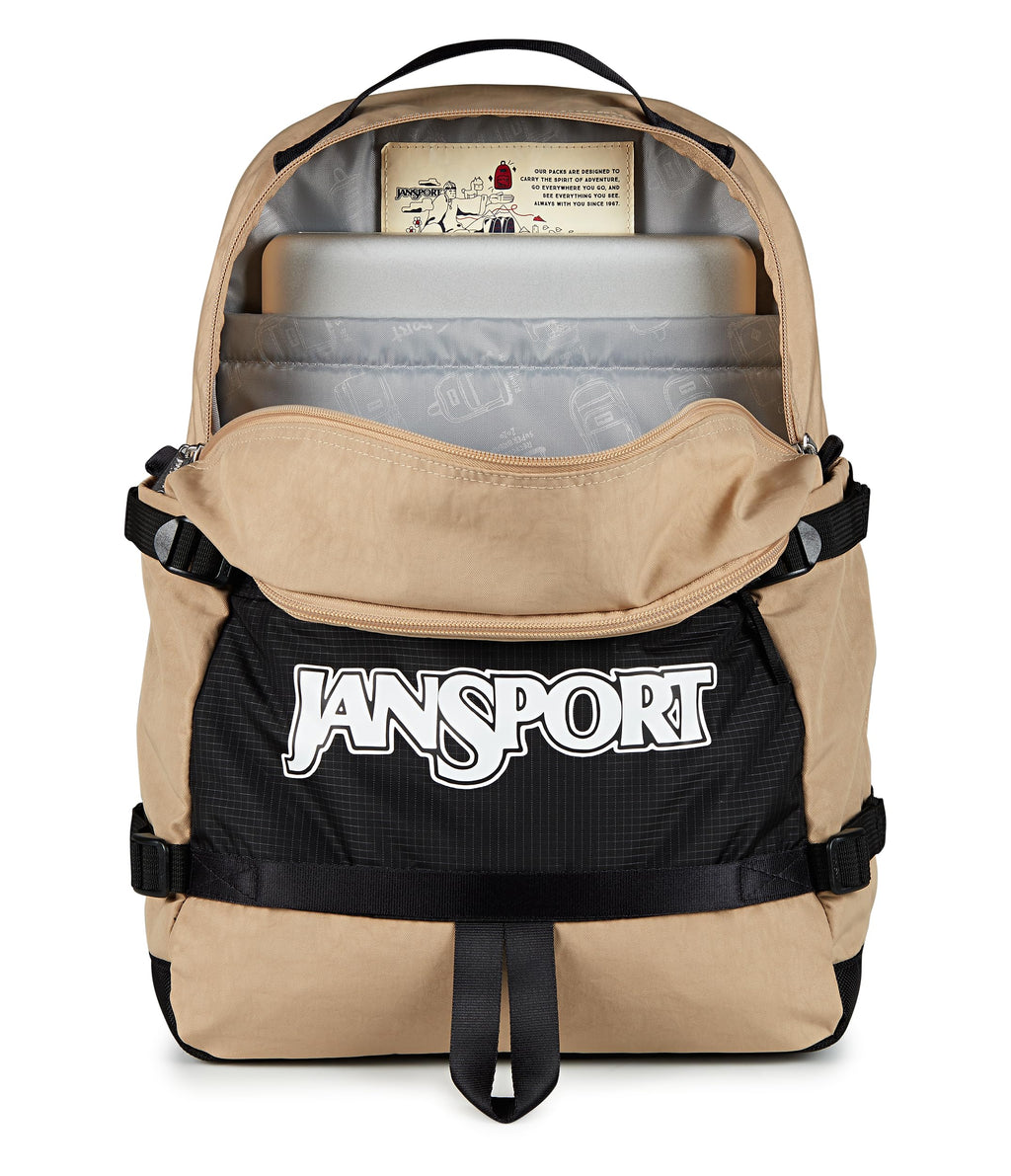 JanSport Small Seattle Pack – Compact Backpack with Main Compartment, Dual Water Bottle Pockets, and Padded Sleeve for 15-Inch Laptop, Travertine