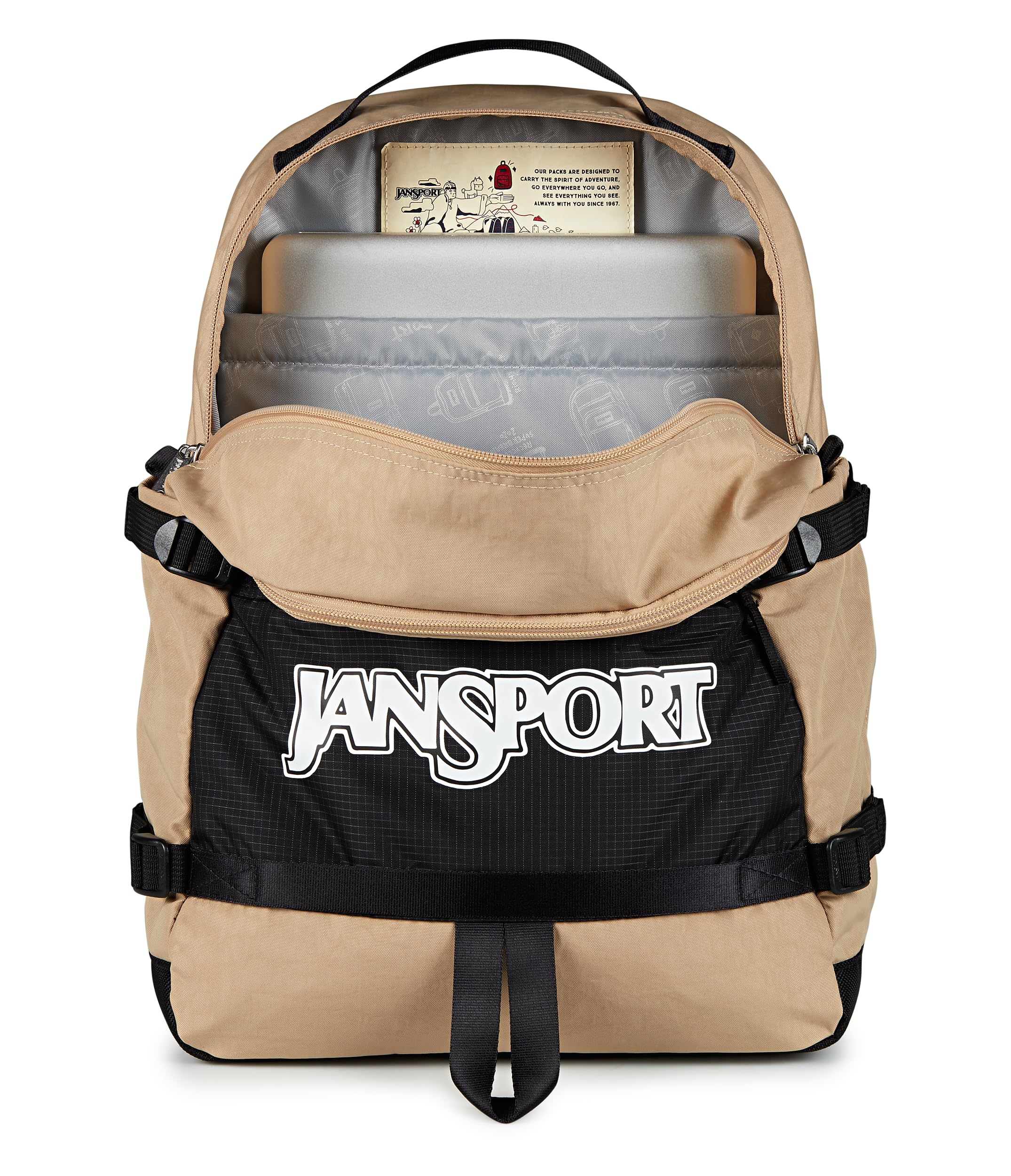 JanSport Small Seattle Pack – Compact Backpack with Main Compartment, Dual Water Bottle Pockets, and Padded Sleeve for 15-Inch Laptop, Travertine