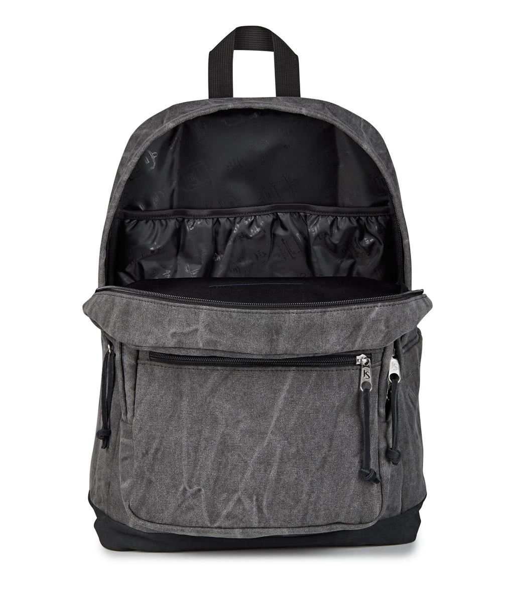 JanSport Right Pack Expressions Backpack – 15-inch Padded Laptop Compartment, Water Bottle Pocket, Utility Pocket with Flap, Aged Canvas Black/Oxford/Black