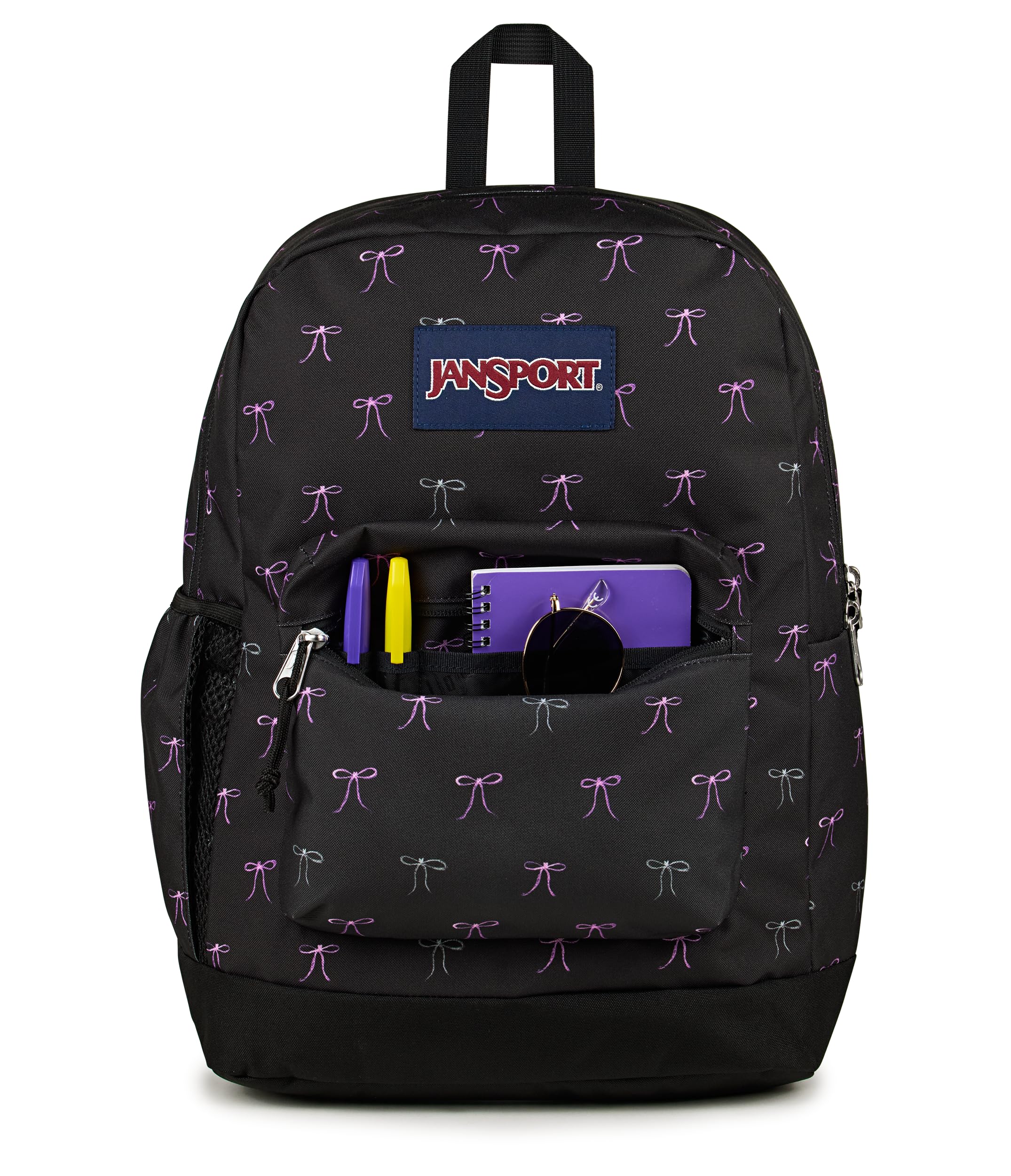 JanSport Cross Town Plus Backpack - Large Main Compartment, Side Water Bottle Pocket, 15-Inch Padded Laptop Sleeve - Bad Bows