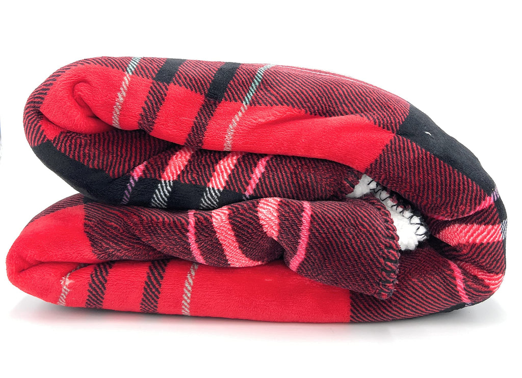 Victoria's Secret Soft Sherpa Throw Blanket, Plaid 50'' x 60''