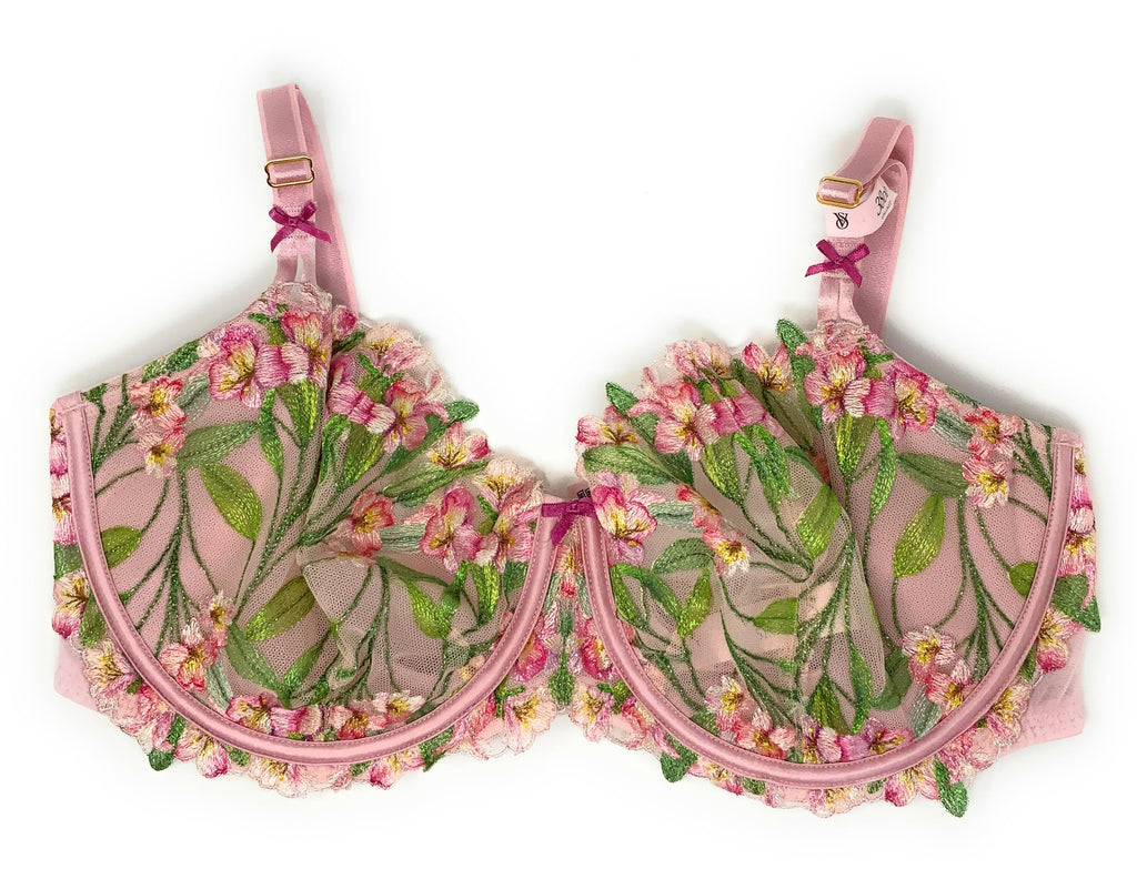 Victoria's Secret Dream Angels Bra Push-Up Without Padding (US, Cup Band, DDD, 38, Pink/Shimmer Floral)