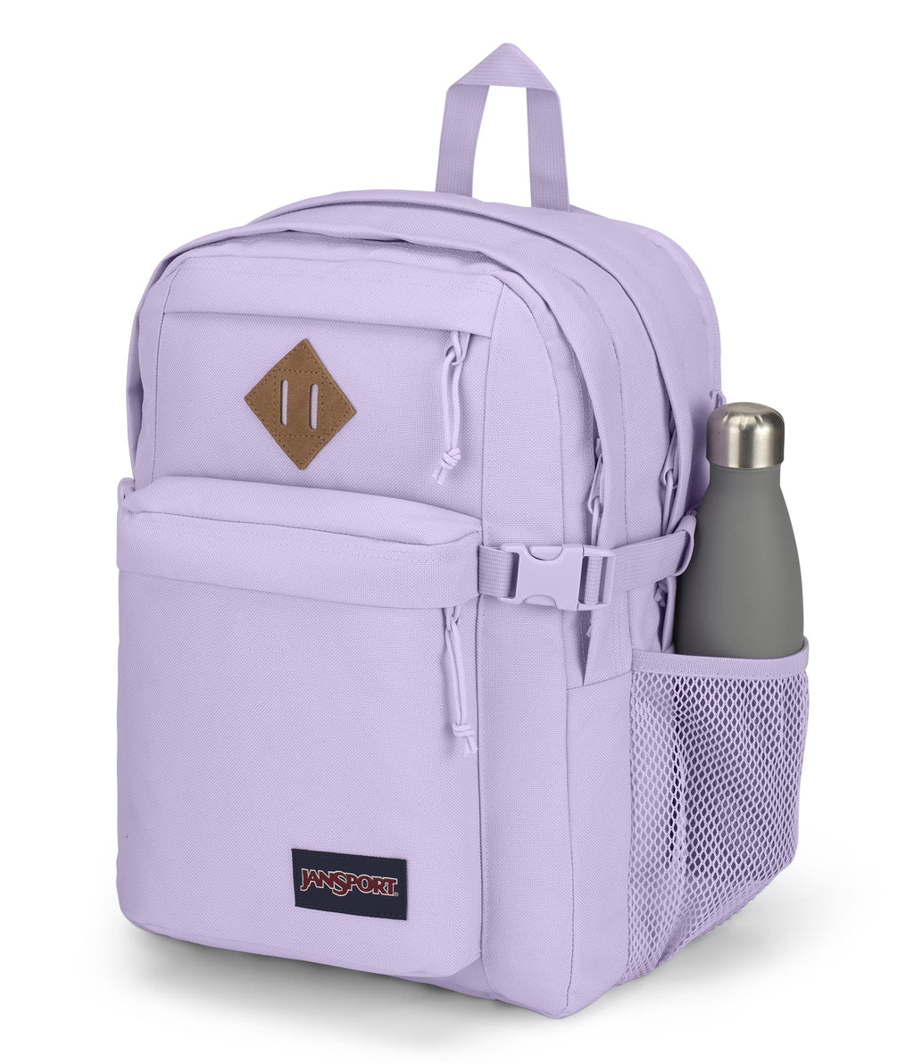 JanSport Main Campus FX Backpack - Travel or Work Bag w 15-Inch Laptop Pack with Leather Trim, Pastel Lilac