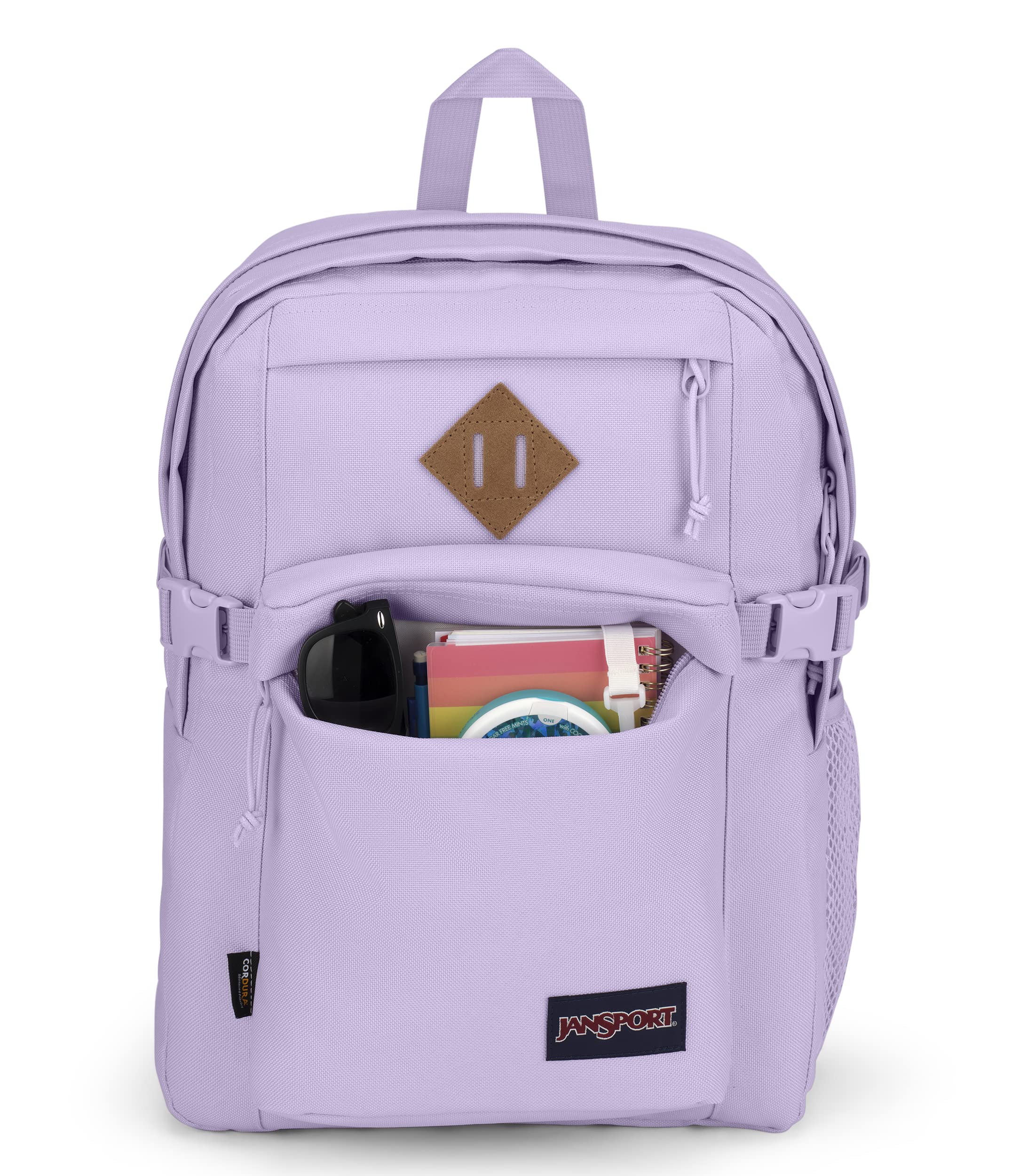 JanSport Main Campus FX Backpack - Travel or Work Bag w 15-Inch Laptop Pack with Leather Trim, Pastel Lilac