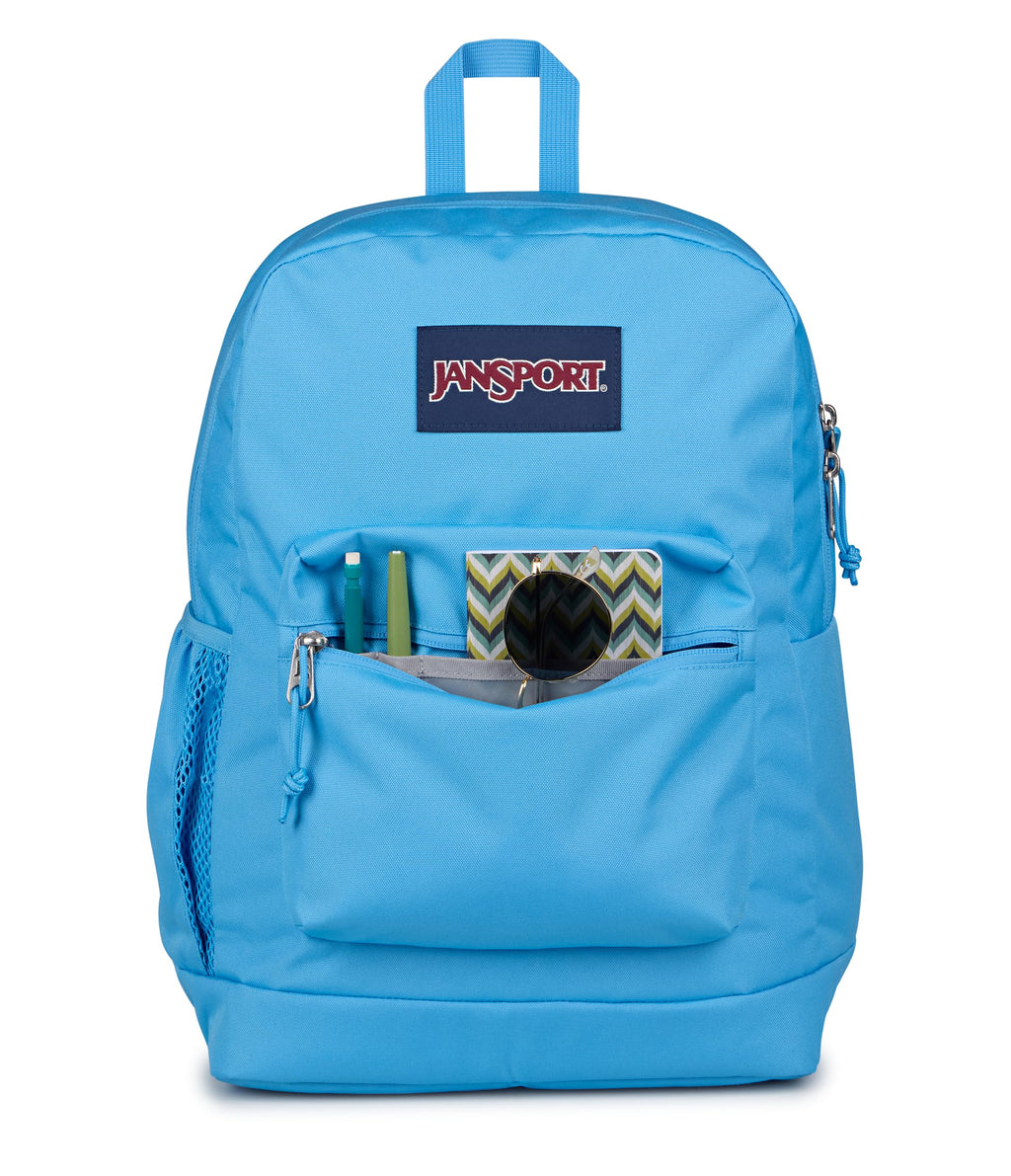 JanSport Cross Town Plus Backpack - Large Main Compartment, Side Water Bottle Pocket, 15-Inch Padded Laptop Sleeve - Electric Azul