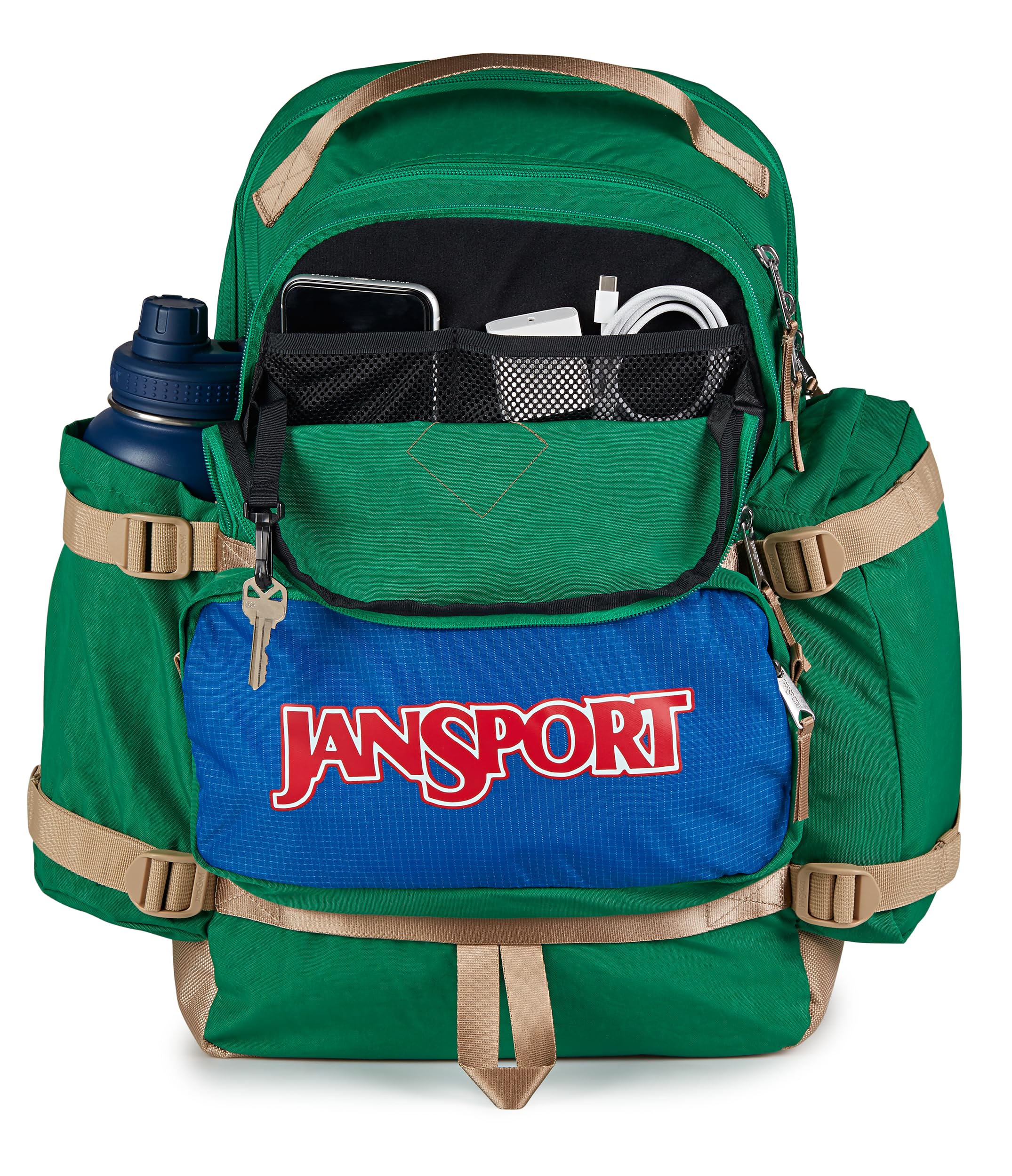 JanSport Seattle Pack – Durable Backpack with Main Compartment, Dual Water Bottle Pockets, Lined Laptop Sleeve, Jelly Kelly