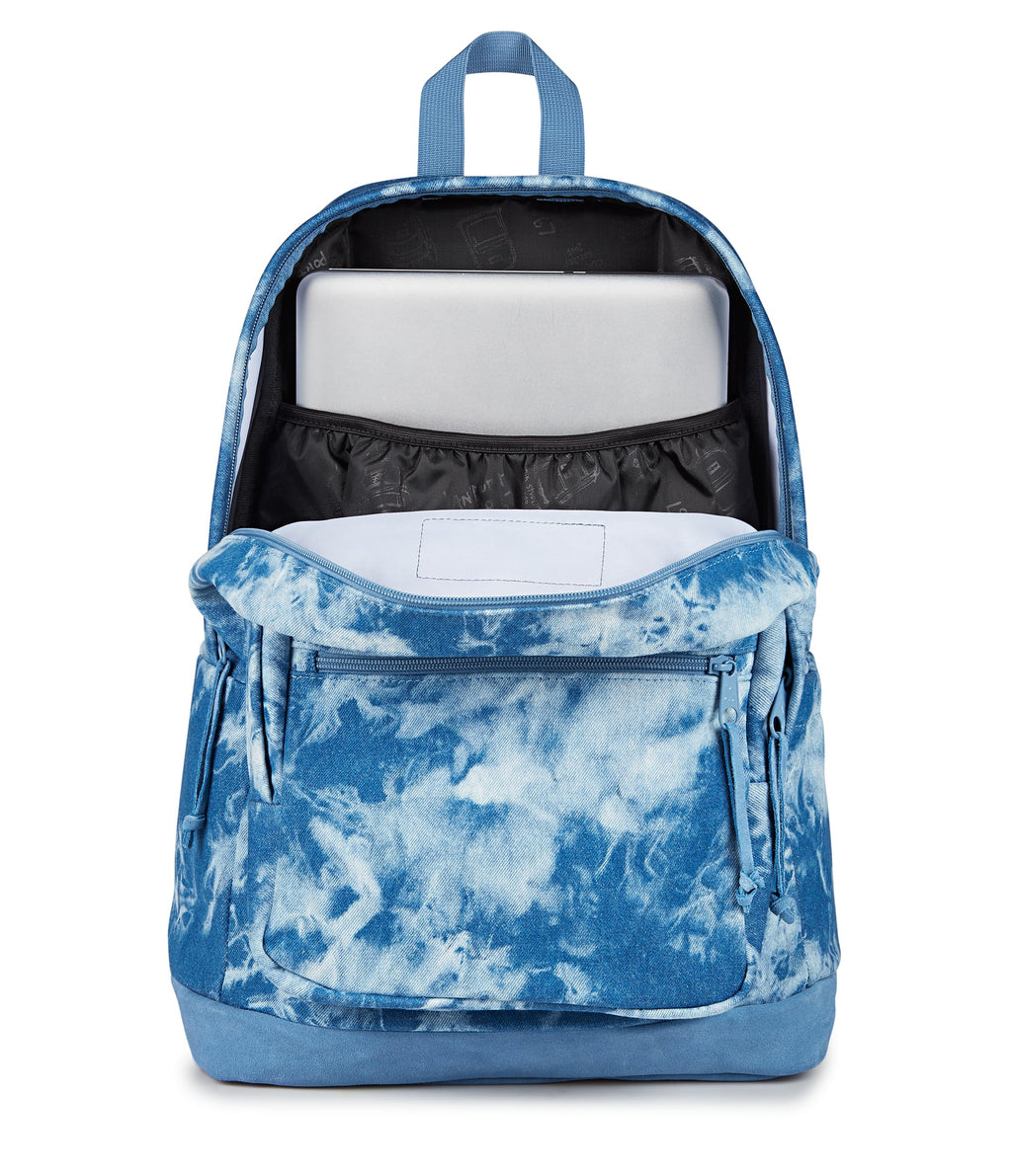 JanSport Right Pack Expressions Backpack – Main Compartment, 15-inch Padded Laptop Compartment, Side Water Bottle Pocket, Utility Pocket with Zippered Rain Flap, Denim Wash Blue