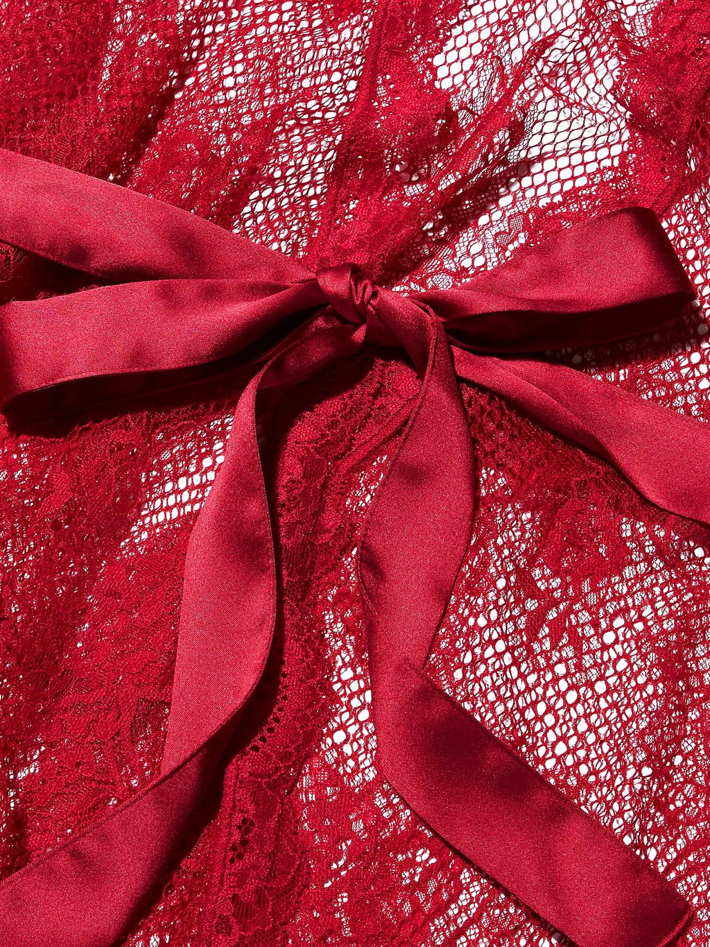 Victoria's Secret Fishnet Floral Mesh Lace Robe Red M/L Sheer New