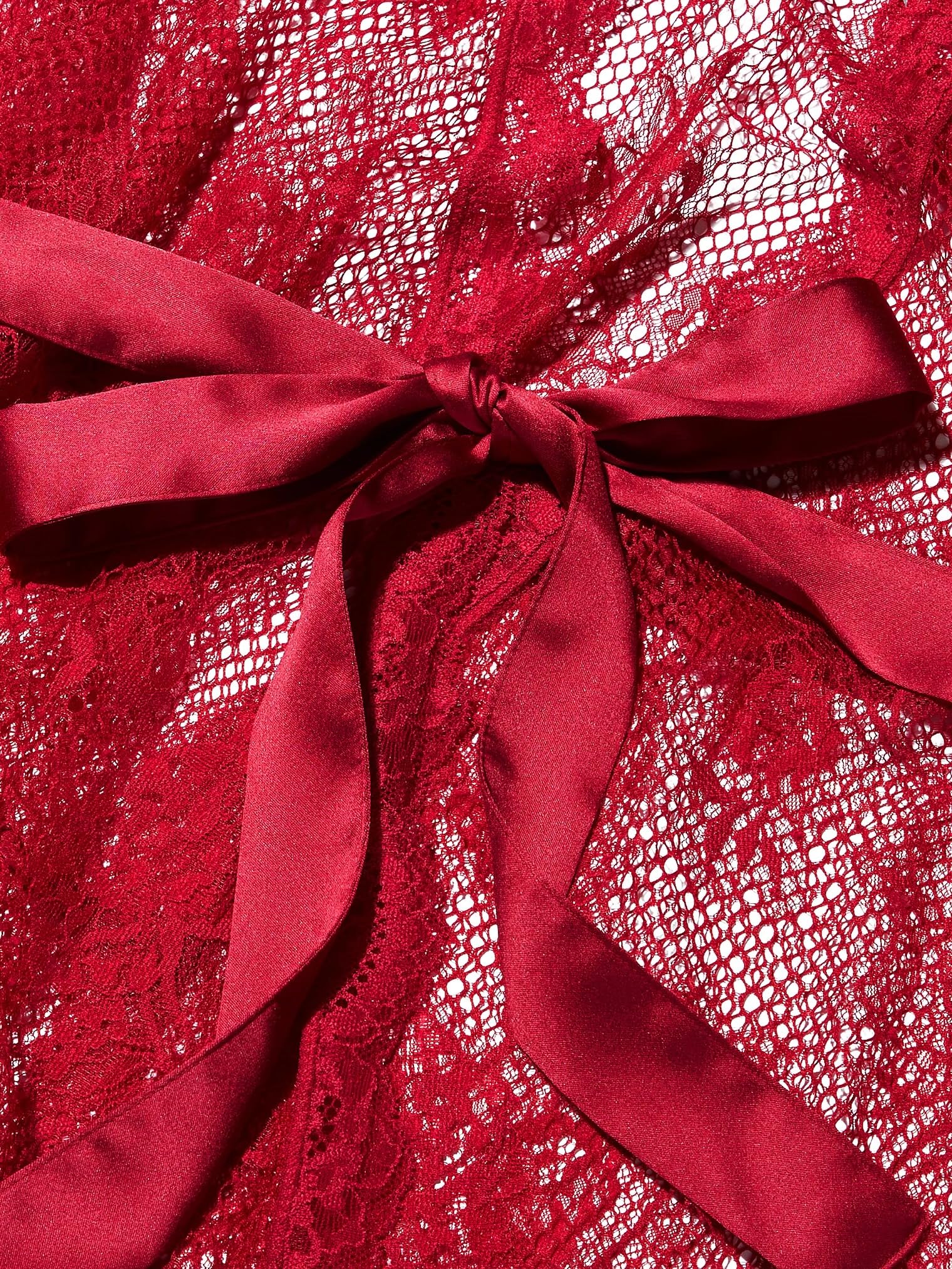 Victoria's Secret Fishnet Floral Mesh Lace Robe Red M/L Sheer New