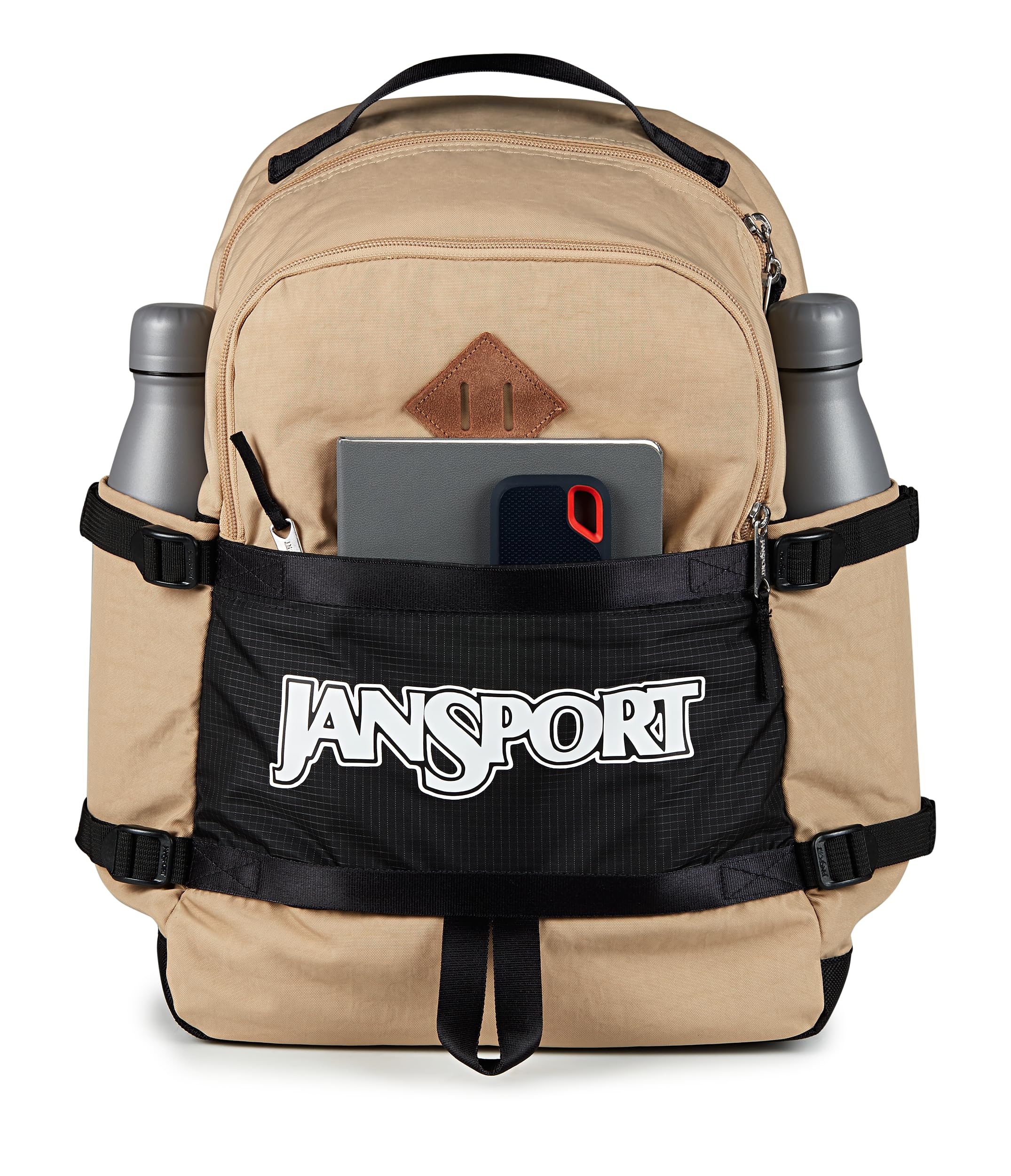 JanSport Small Seattle Pack – Compact Backpack with Main Compartment, Dual Water Bottle Pockets, and Padded Sleeve for 15-Inch Laptop, Travertine