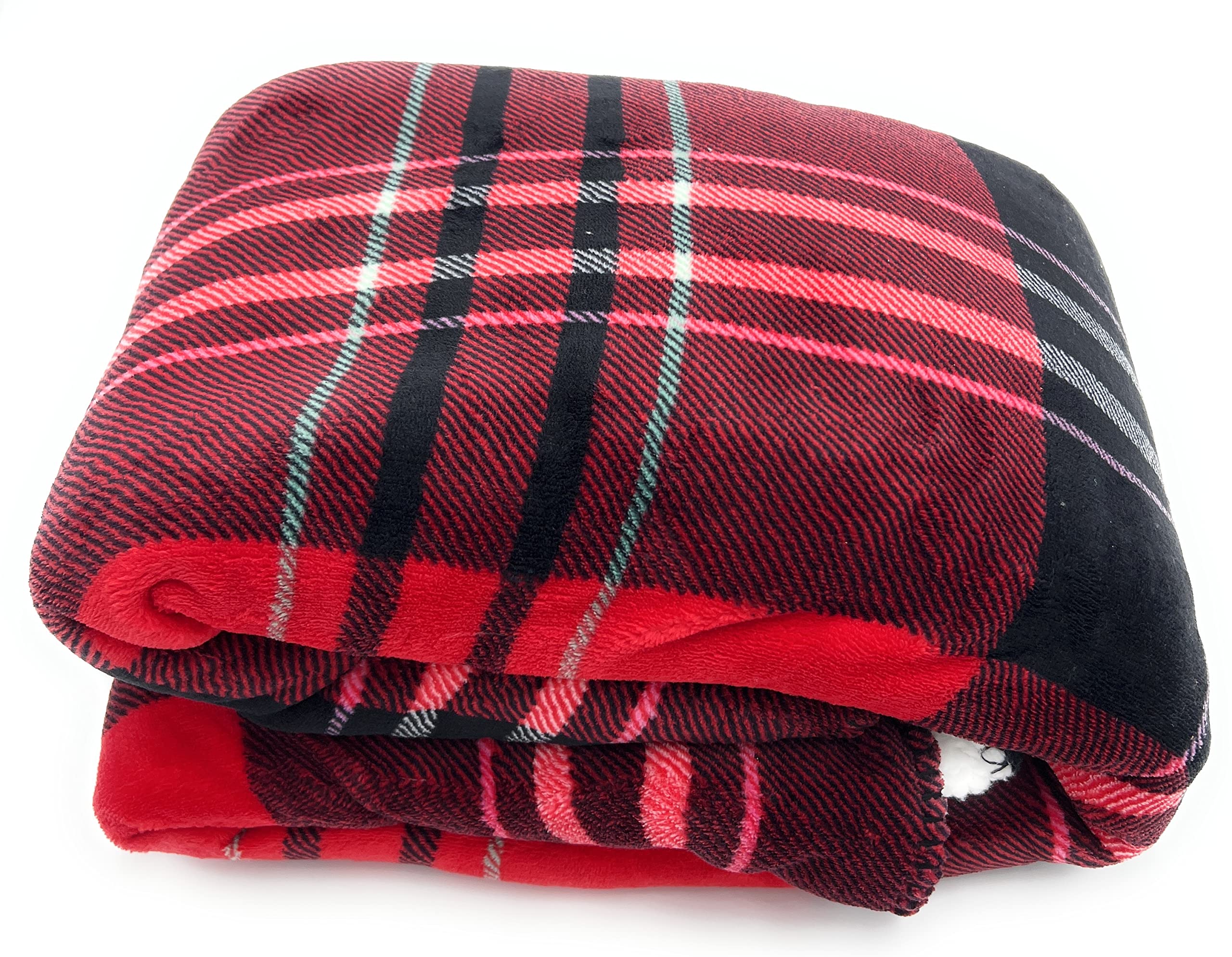 Victoria's Secret Soft Sherpa Throw Blanket, Plaid 50'' x 60''