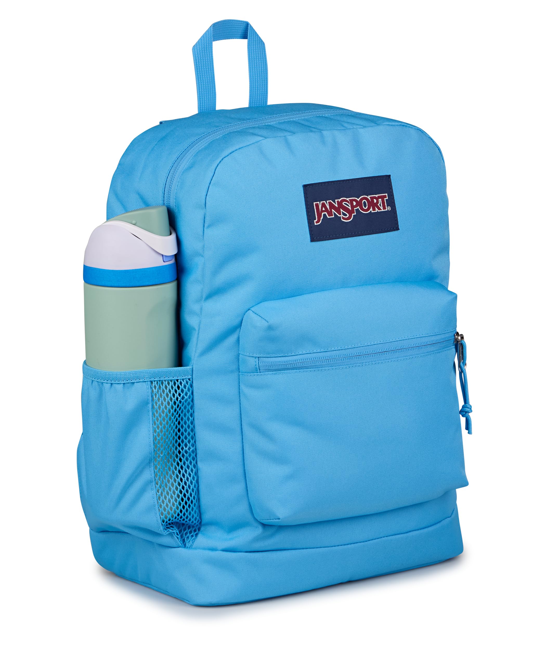 JanSport Cross Town Plus Backpack - Large Main Compartment, Side Water Bottle Pocket, 15-Inch Padded Laptop Sleeve - Electric Azul