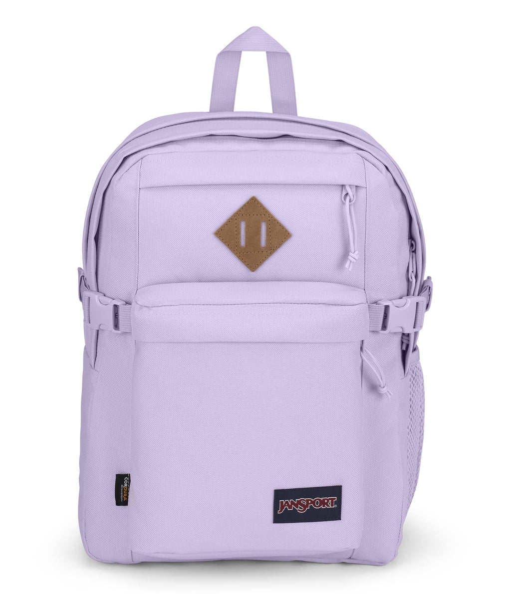 JanSport Main Campus FX Backpack - Travel or Work Bag w 15-Inch Laptop Pack with Leather Trim, Pastel Lilac
