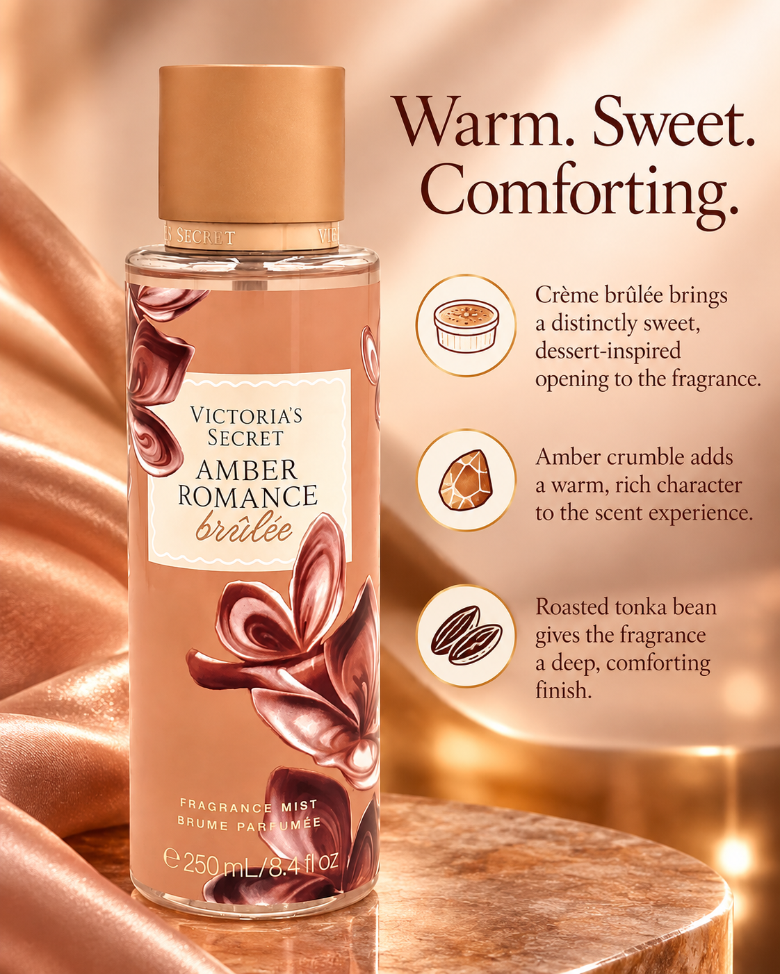 Victoria’s Secret Amber Romance Brulee Fragrance Mist, 8.4 fl oz