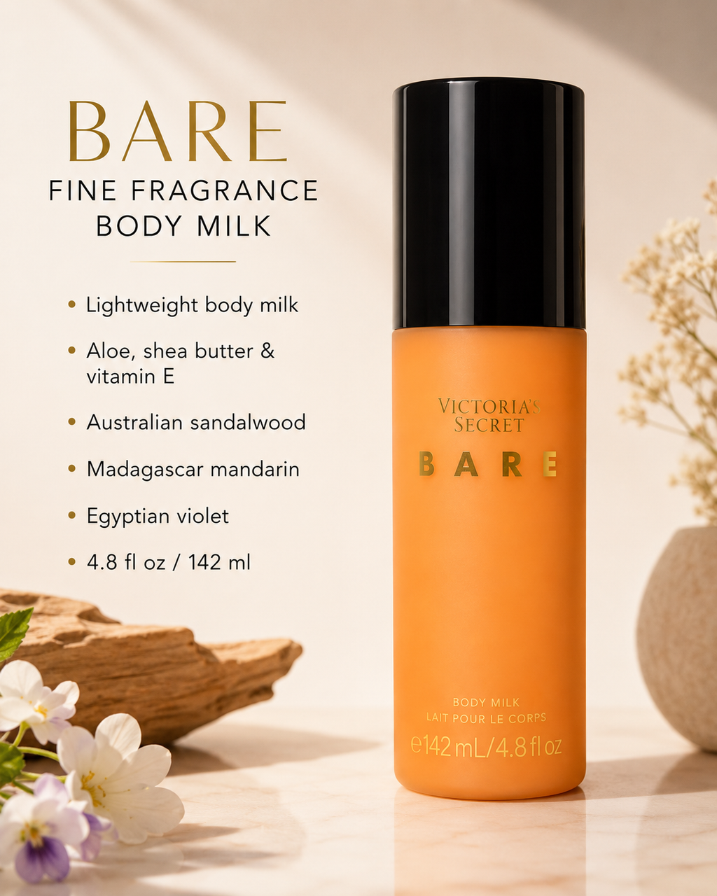 Victoria’s Secret BARE Fine Fragrance Body Milk, 4.8 fl oz