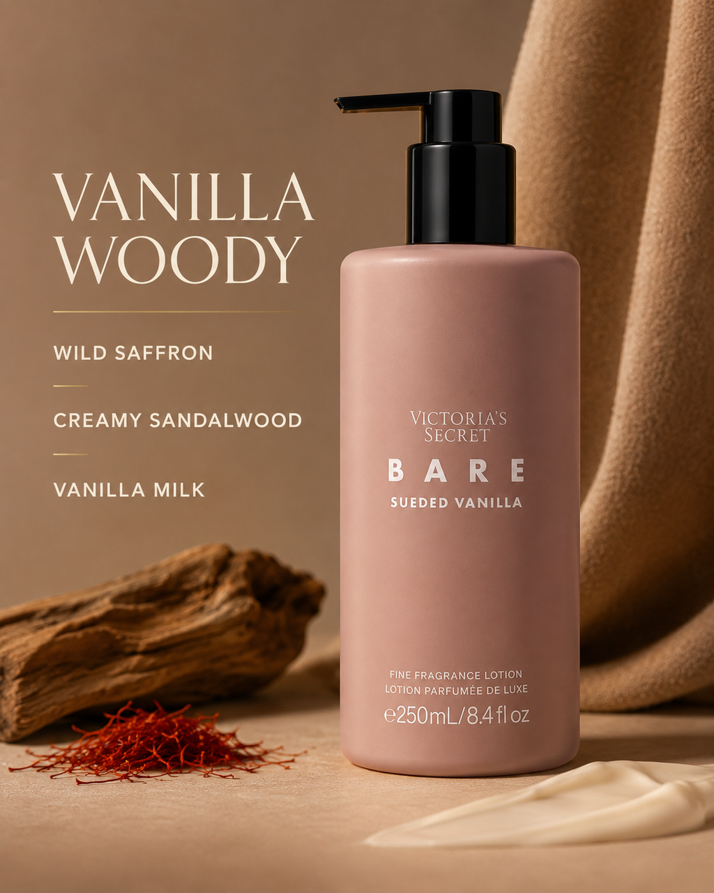 Victoria’s Secret Bare Sueded Vanilla Fine Fragrance Lotion, 8.4 fl oz