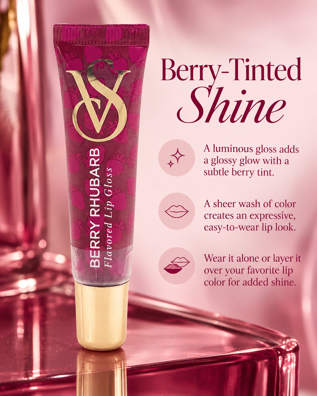 Victoria’s Secret Berry Rhubarb Flavored Lip Gloss, 0.46 oz