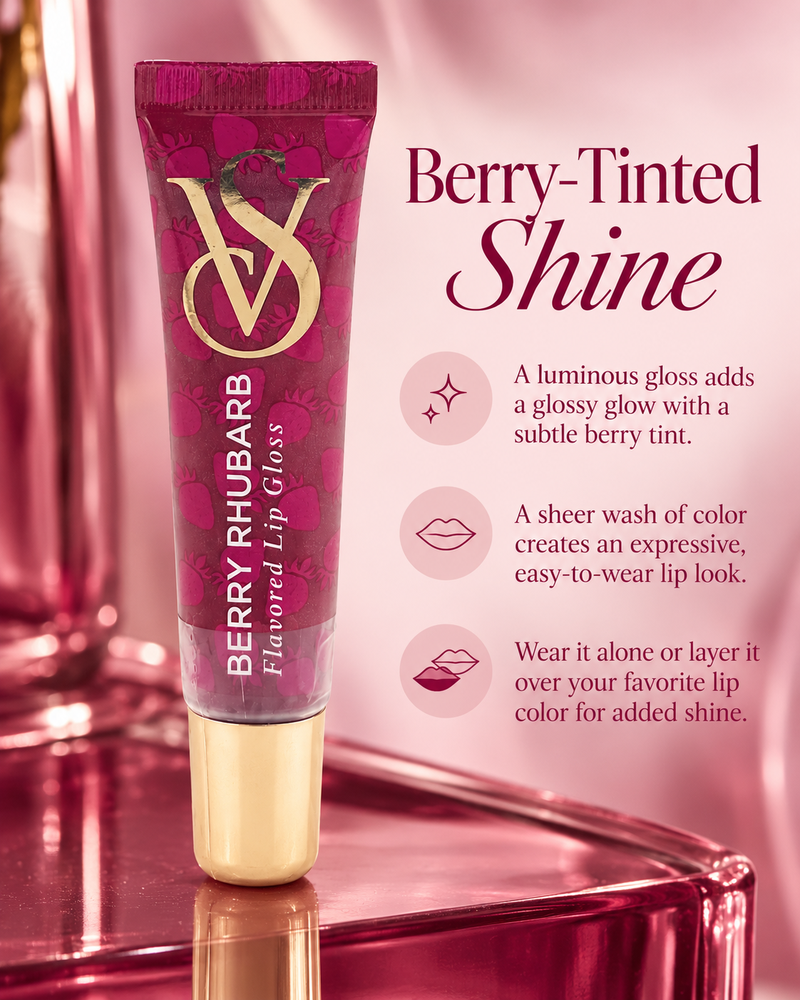 Victoria’s Secret Berry Rhubarb Flavored Lip Gloss, 0.46 oz