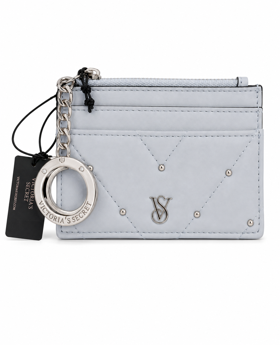 Victoria’s Secret Light Blue Quilted Wristlet Wallet with VS Logo