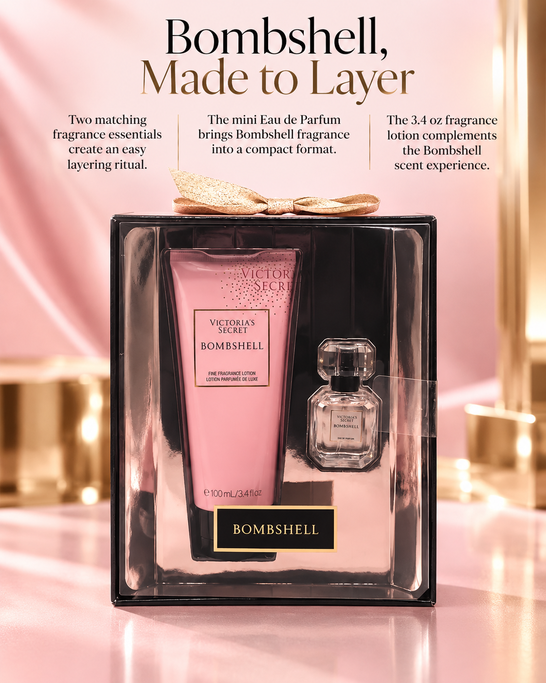 Victoria’s Secret Bombshell Eau de Parfum & Fine Fragrance Lotion Gift Set, 0.25 oz & 3.4 oz