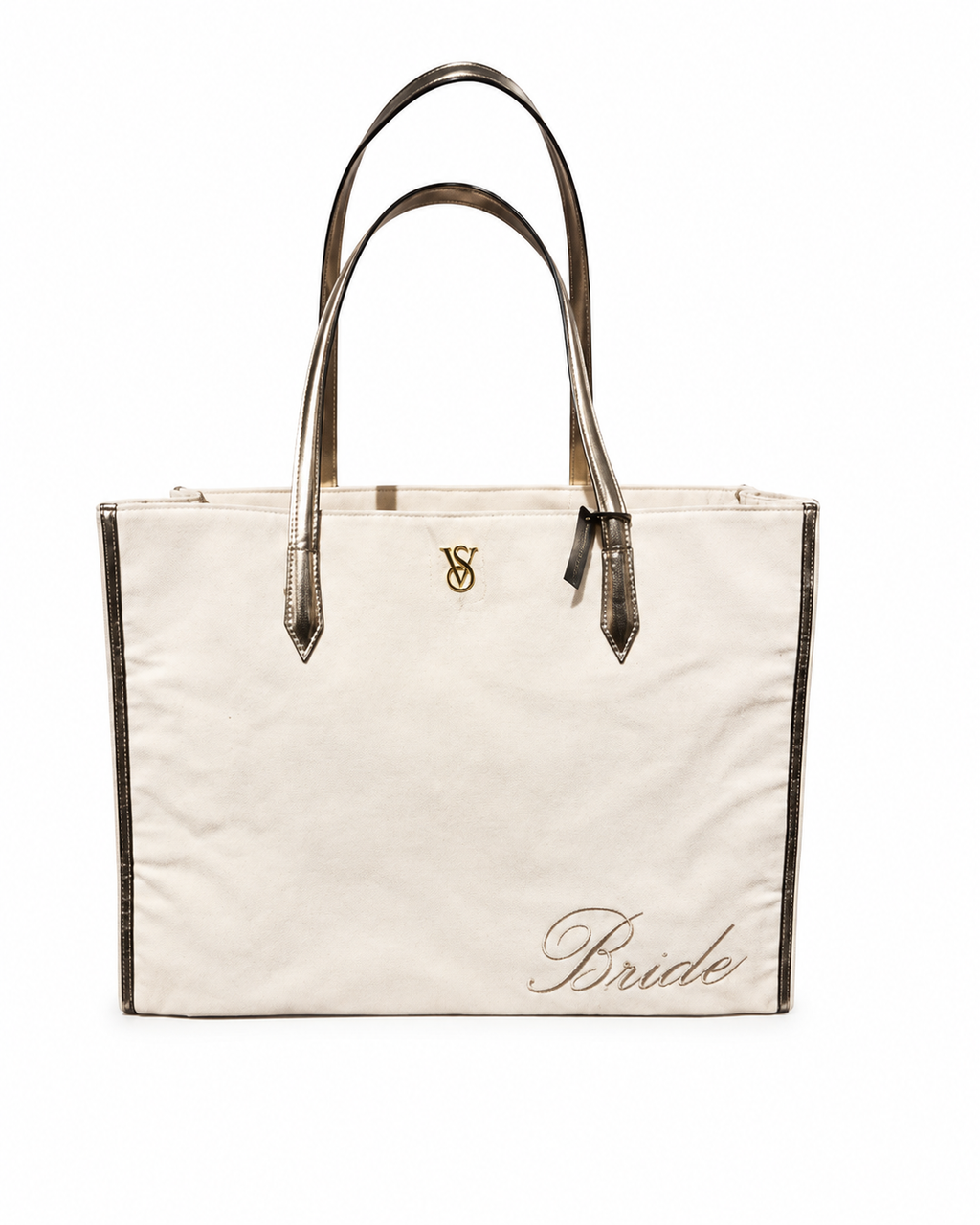 Victoria’s Secret Bride Tote Bag & Floral Pouch Set, Ivory & Gold, NWT