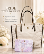 Victoria’s Secret Bride Tote Bag & Floral Pouch Set, Ivory & Gold, NWT
